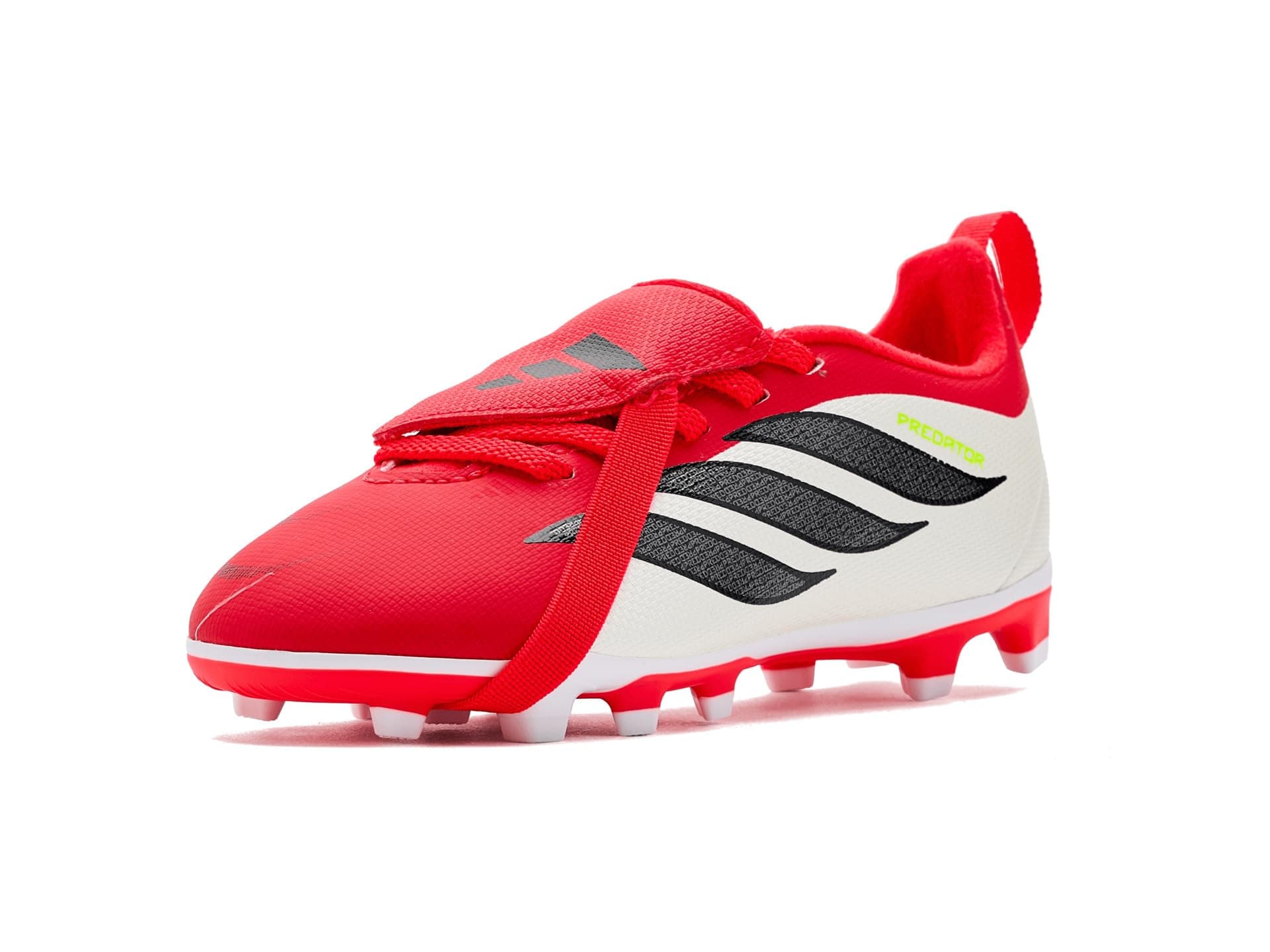 adidas Kids Predator Club Fold-Over Tongue Elastic Laces Firm Ground Soccer Cleats (Little Kid/Big Kid) — cor Vermelho