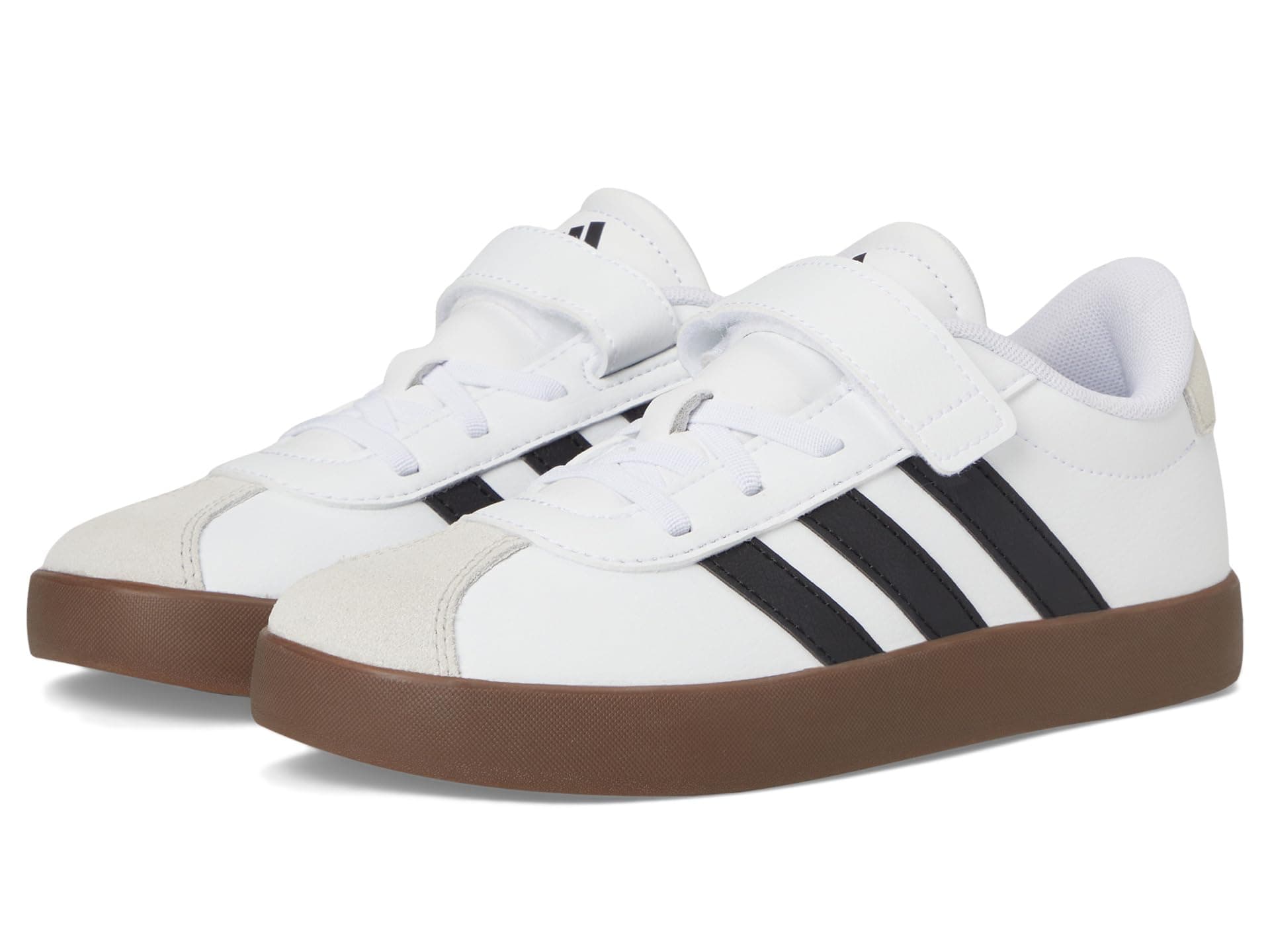 adidas Kids VL Court 3.0 Elastic Lace Shoes (Little Kid) — cor Branco