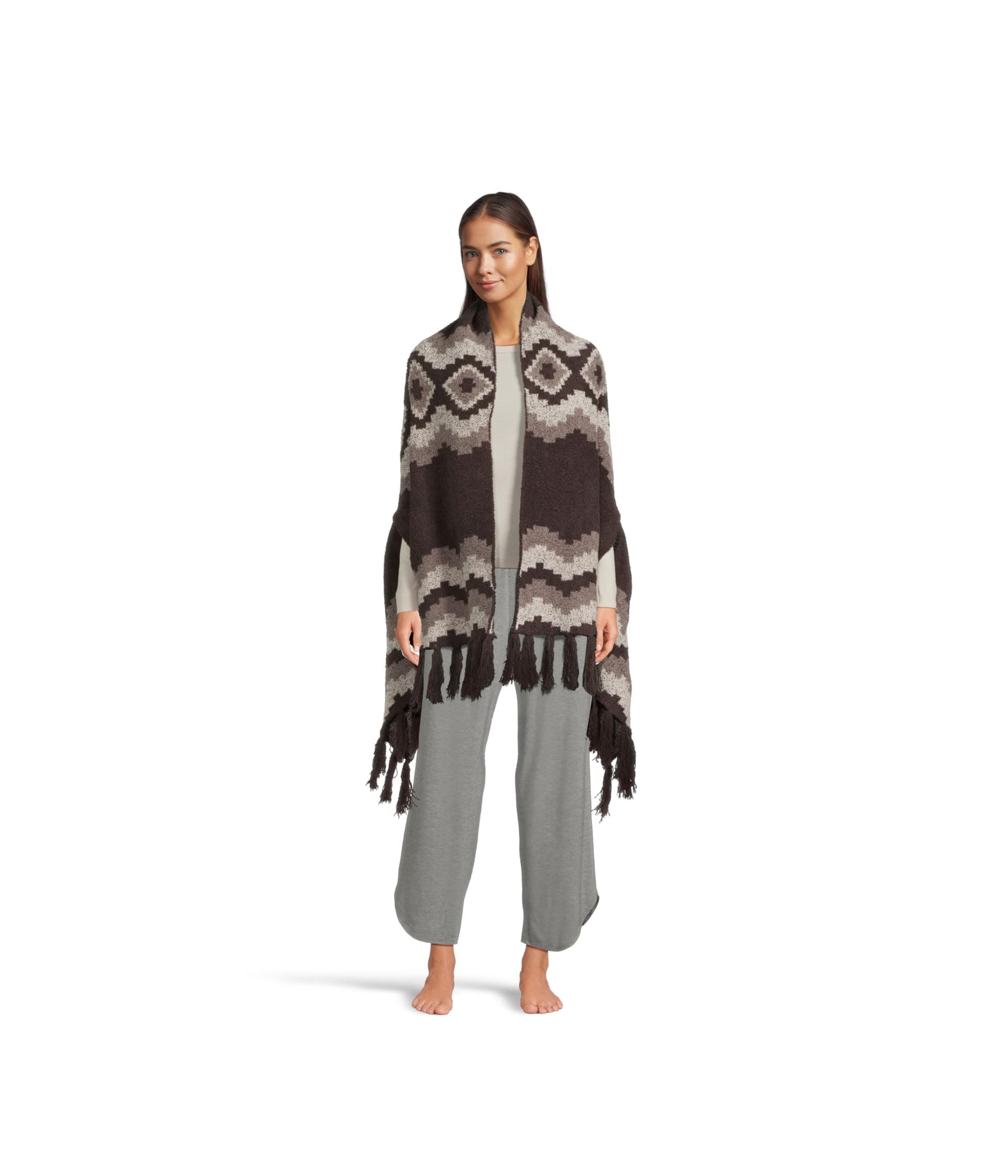 Barefoot Dreams CozyChic Mosaic Wrap — cor Marrom