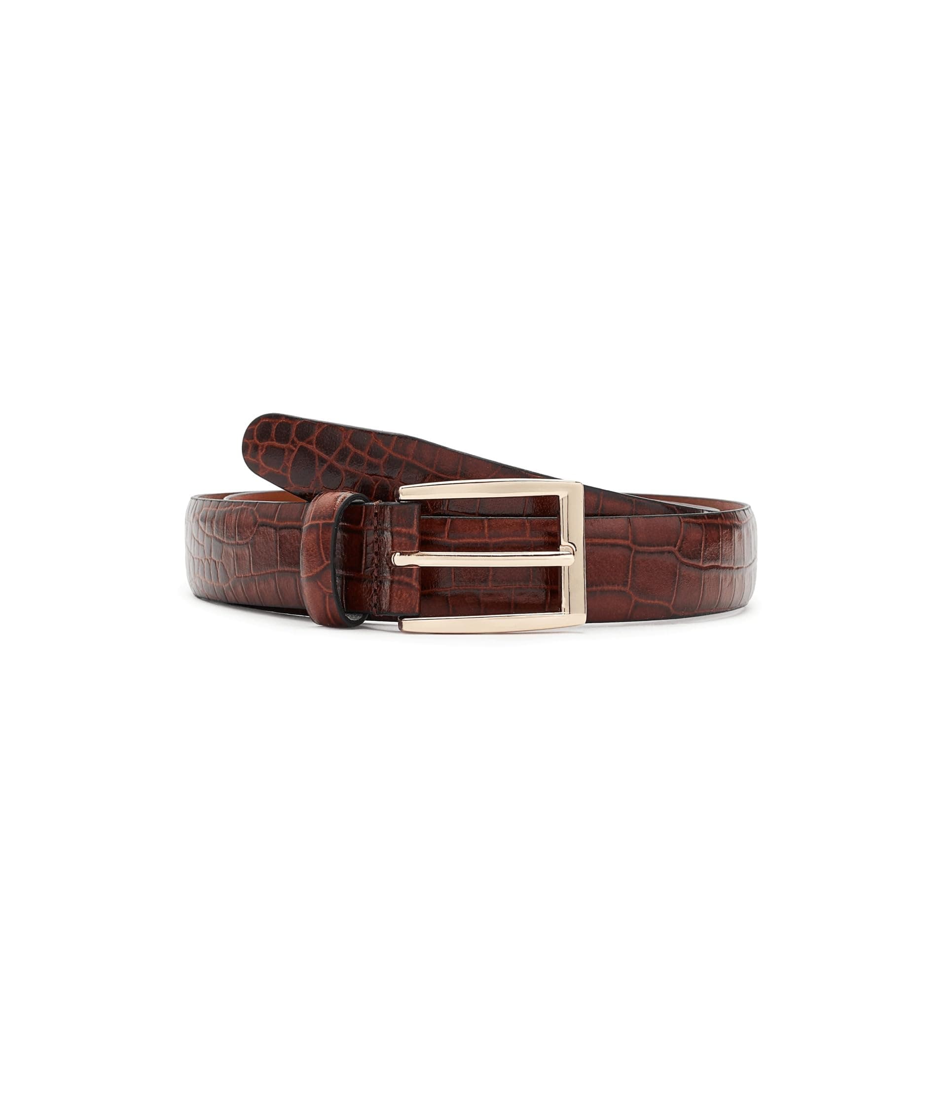 Brooks Brothers Crocodile Embossed Belt — cor Marrom