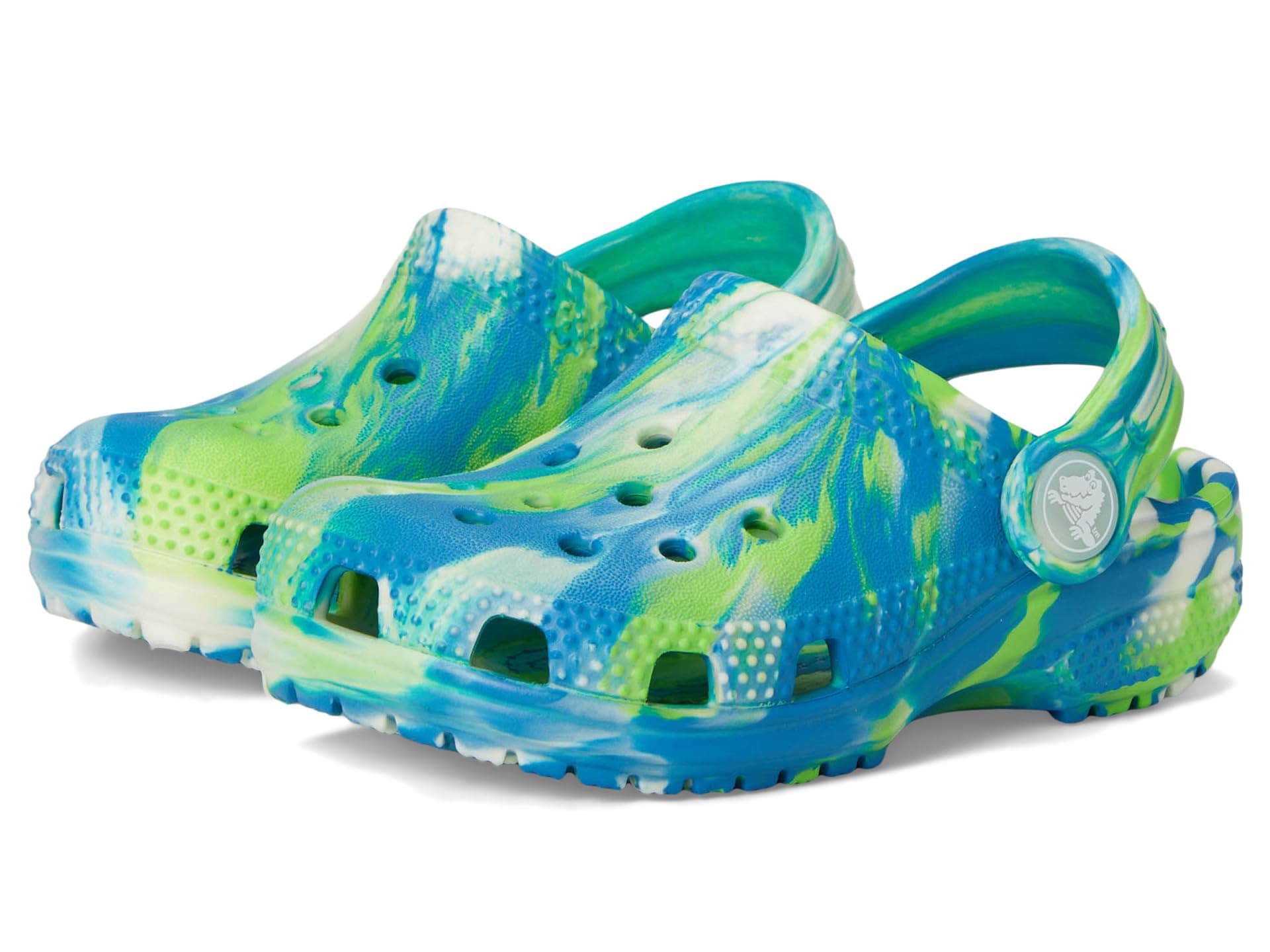 Crocs Kids Classic Marbled Tie-Dye Clogs (Toddler) — cor Azul