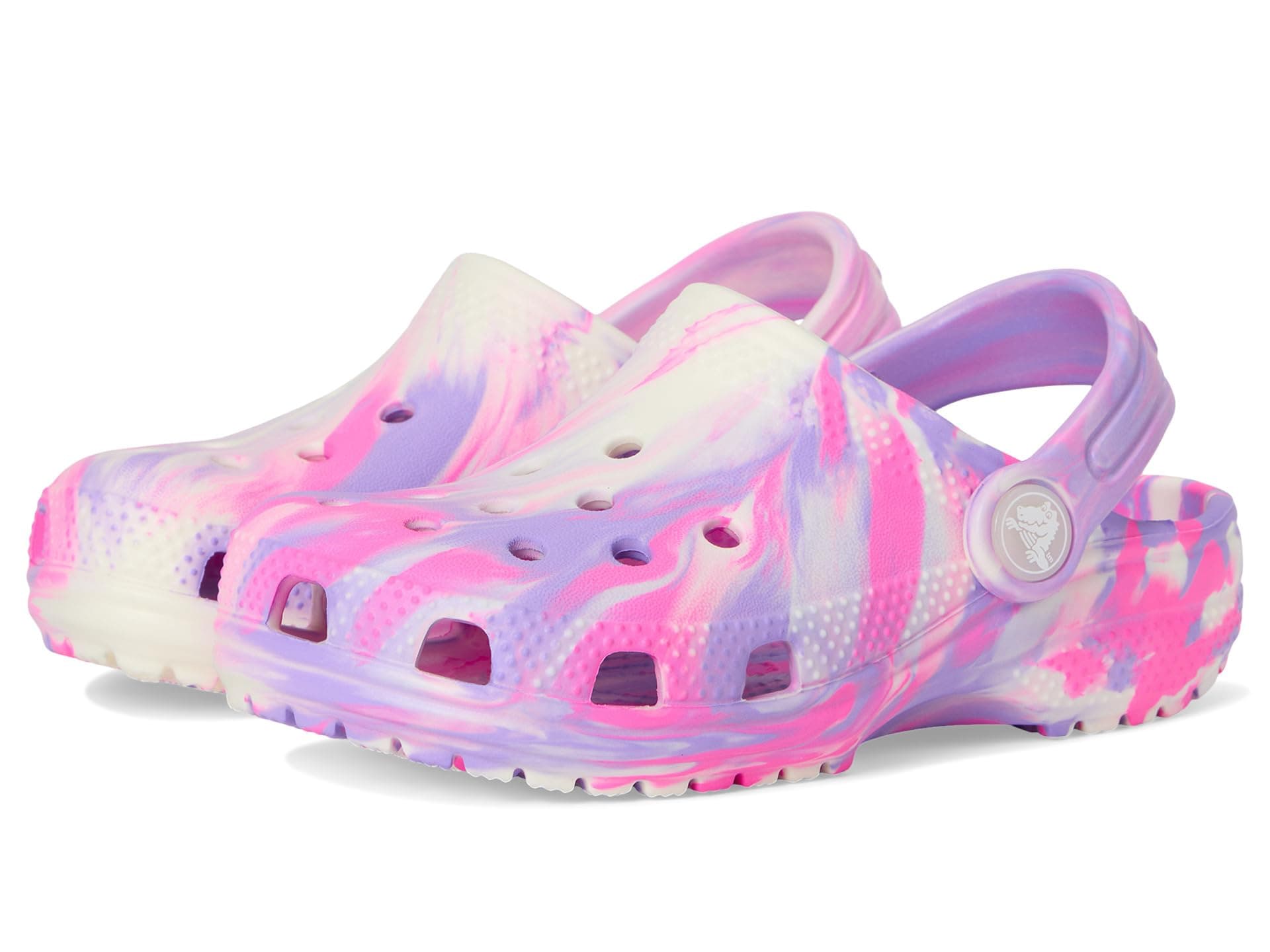 Crocs Kids Classic Marbled Tie-Dye Clogs (Toddler) — cor Pink