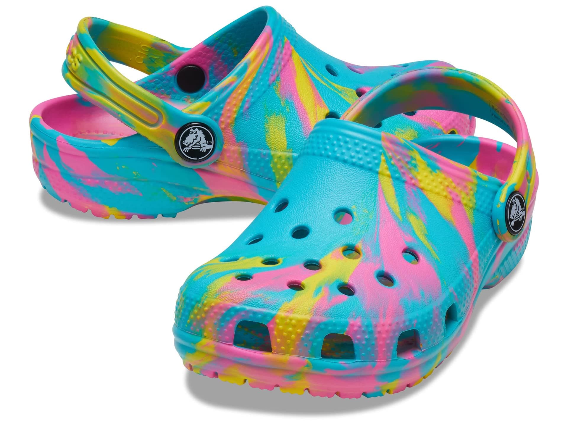 Crocs Kids Classic Marbled Tie-Dye Clogs (Toddler) — cor Turquesa
