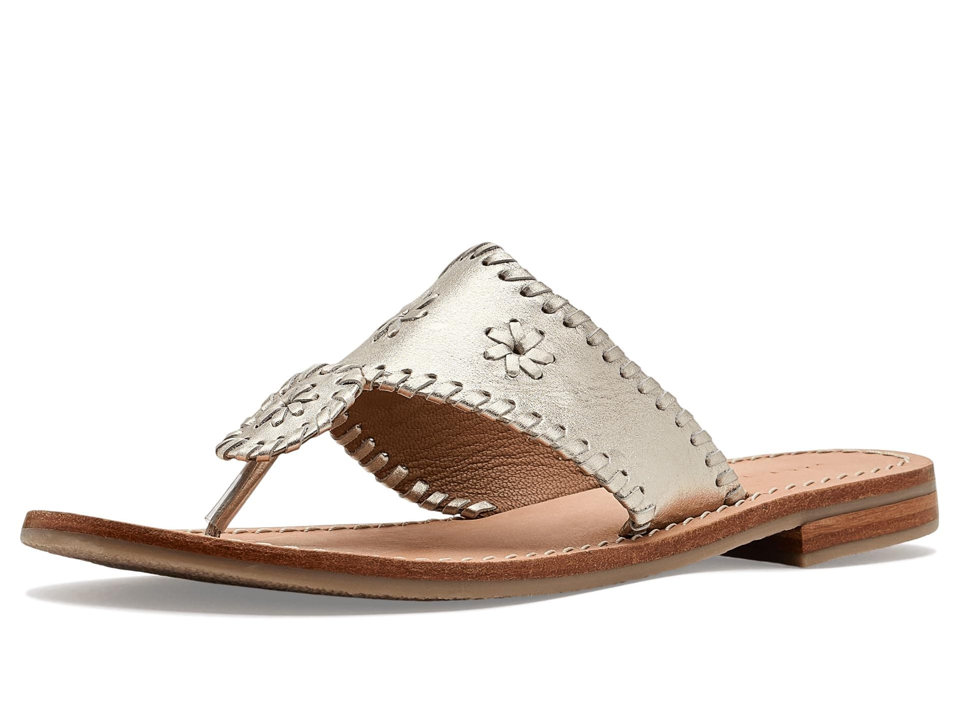 Jack Rogers Kids Girls Jacks Flat Sandals (Little Kid/Big Kid) — cor Prata