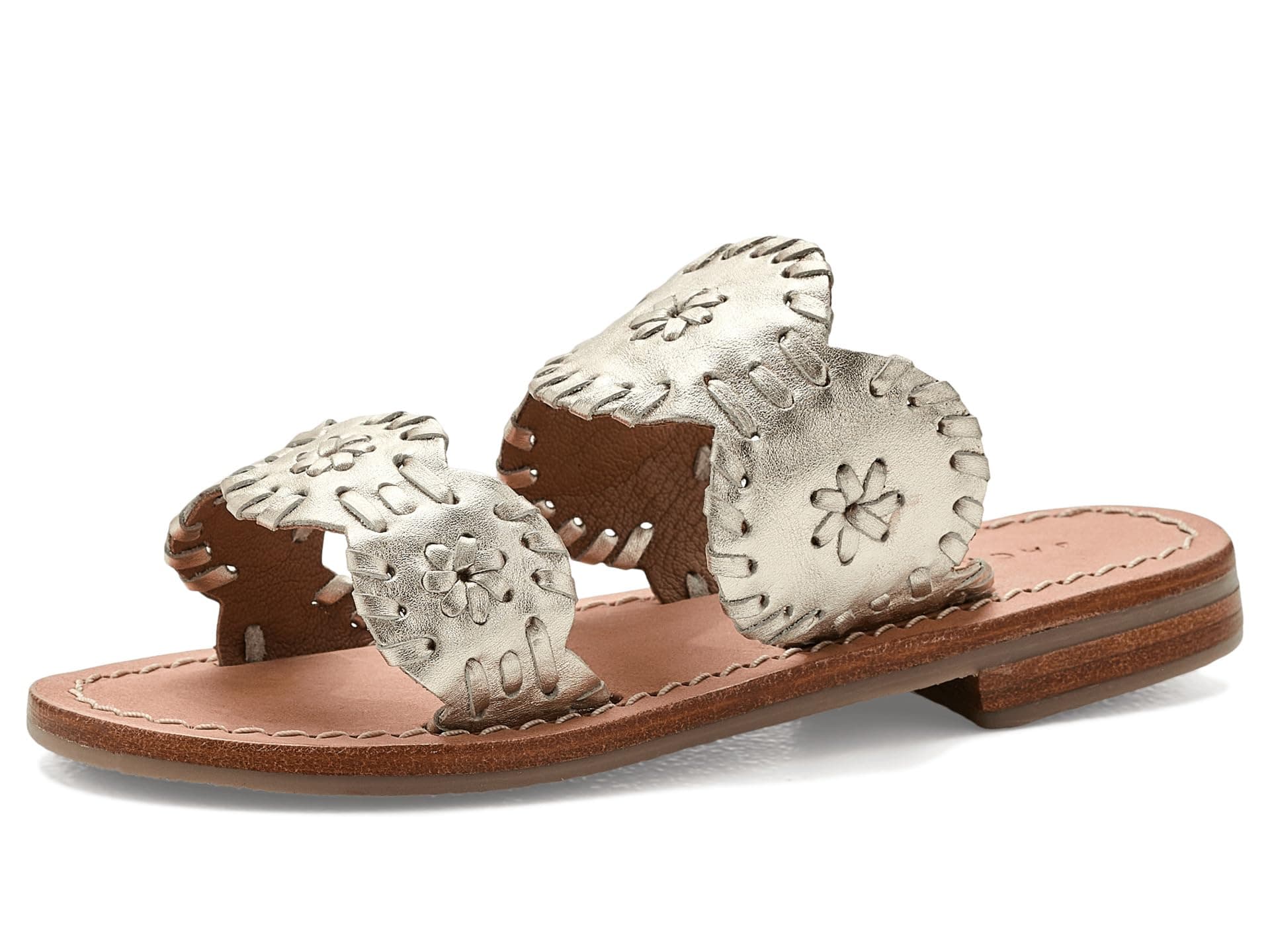 Jack Rogers Kids Girls Lauren Flat Sandals (Little Kid/Big Kid) — cor Prata