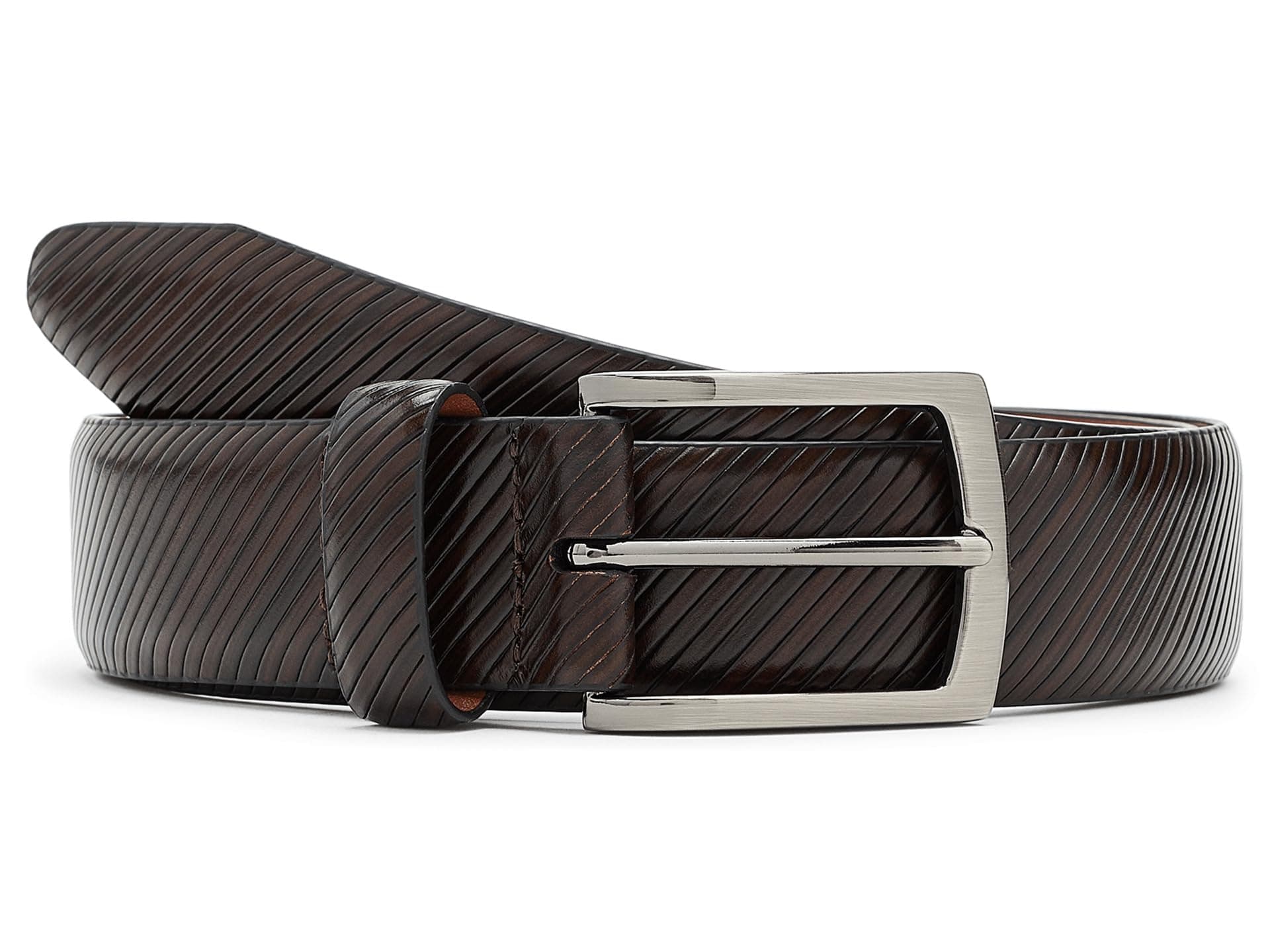 Johnston & Murphy Diagonal Etched Belt — cor Marrom
