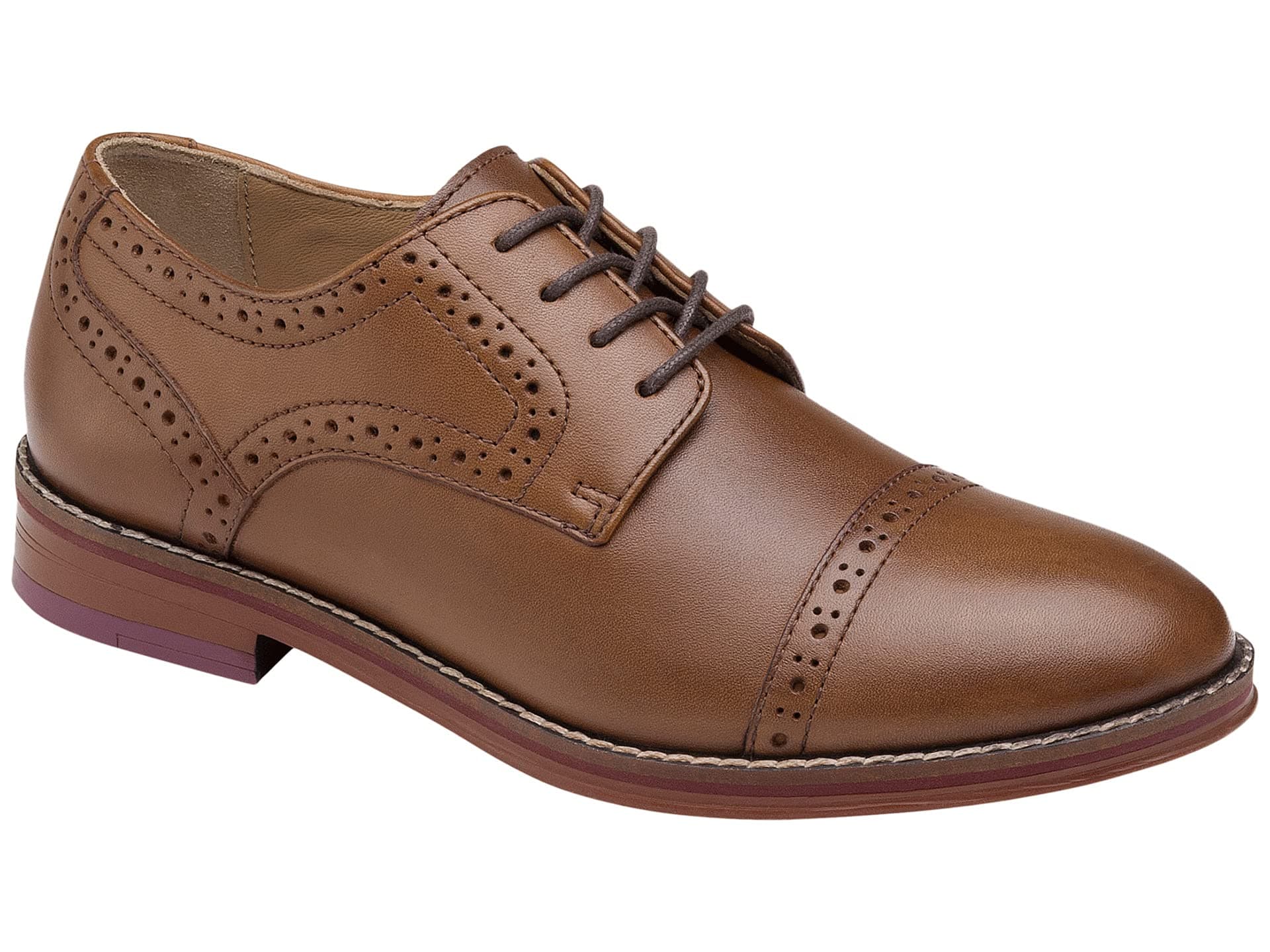Johnston & Murphy Kids Conard Cap Toe (Little Kid/Big Kid) — cor Marrom