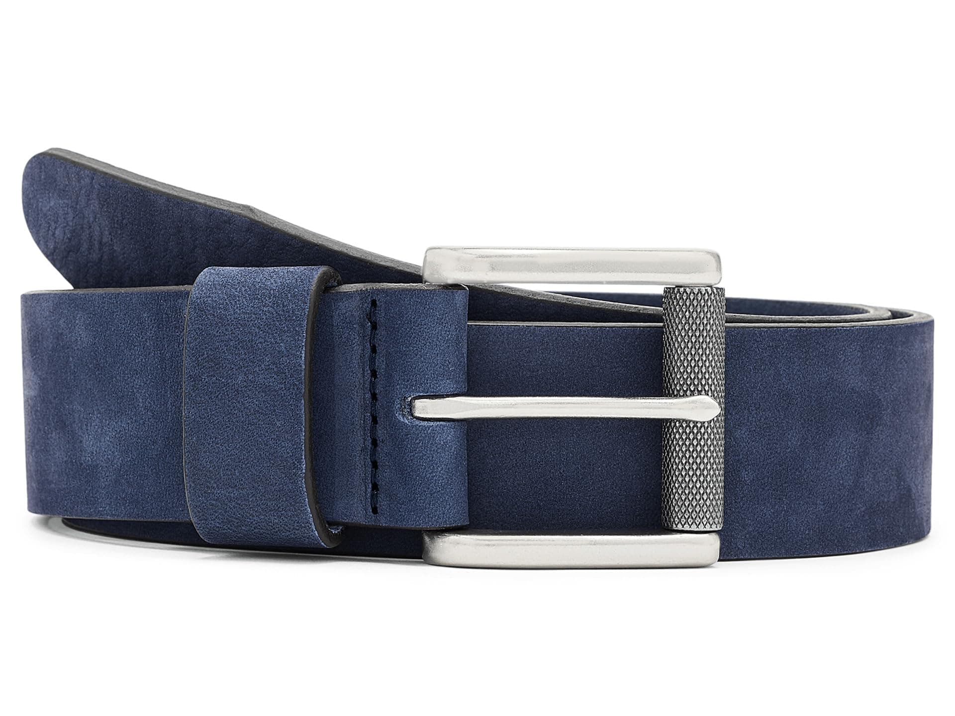 Johnston & Murphy Nubuck Roller Buckle Belt — cor Marinho