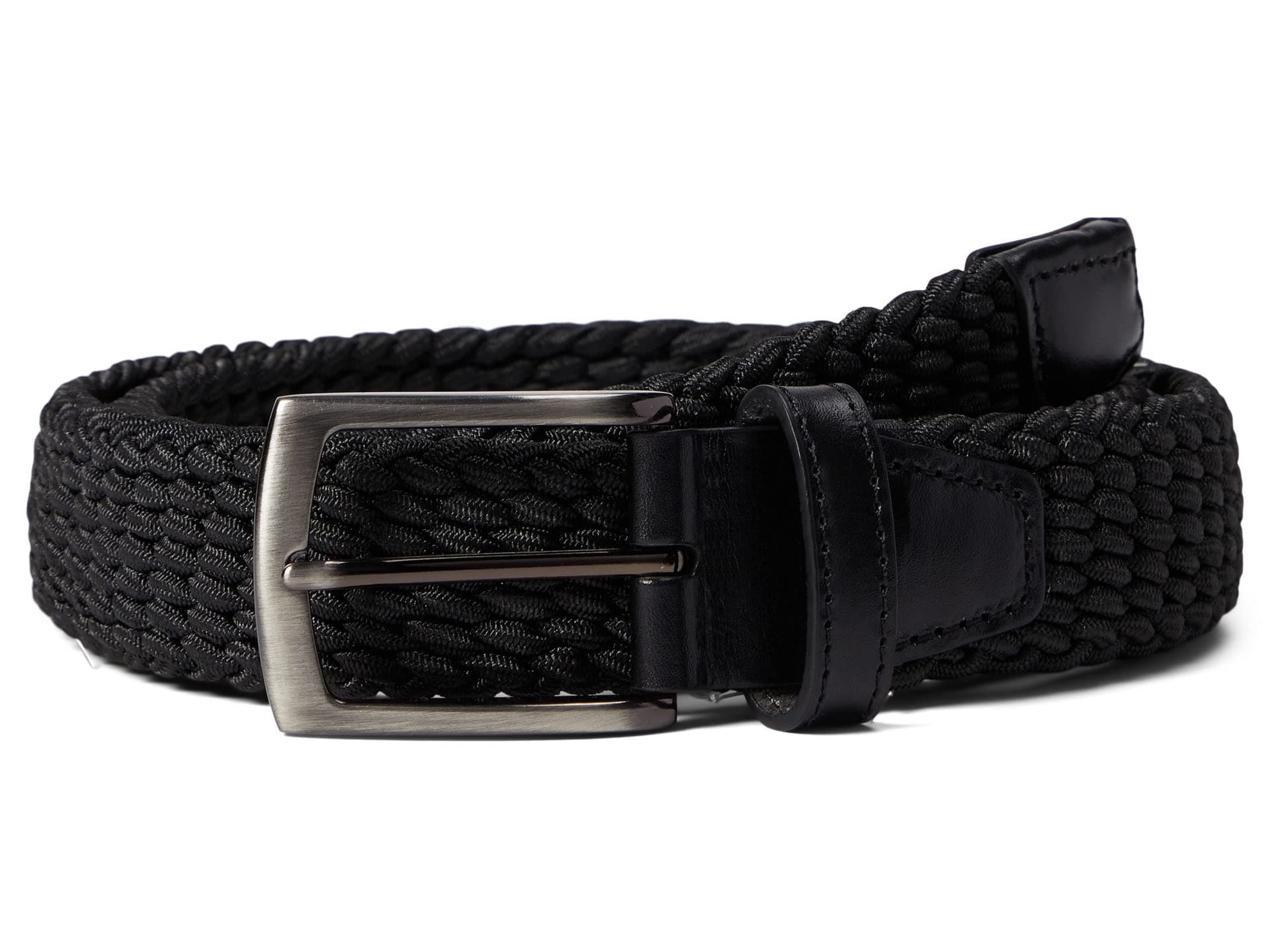 Johnston & Murphy Woven Stretch Knit Belt — cor Preto