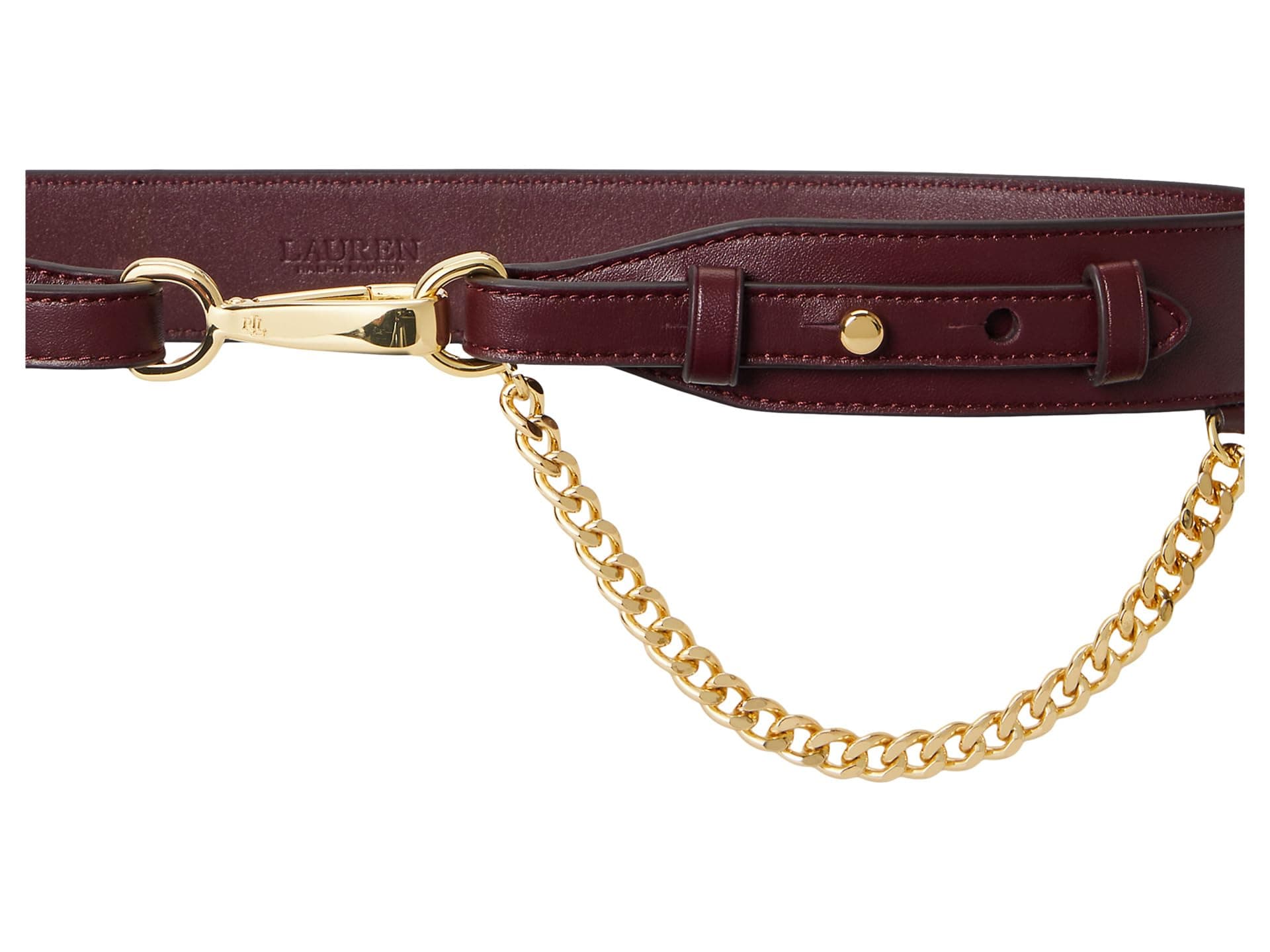 Lauren Ralph Lauren Chain-Trim Leather Dog-Clip Belt — vista 1