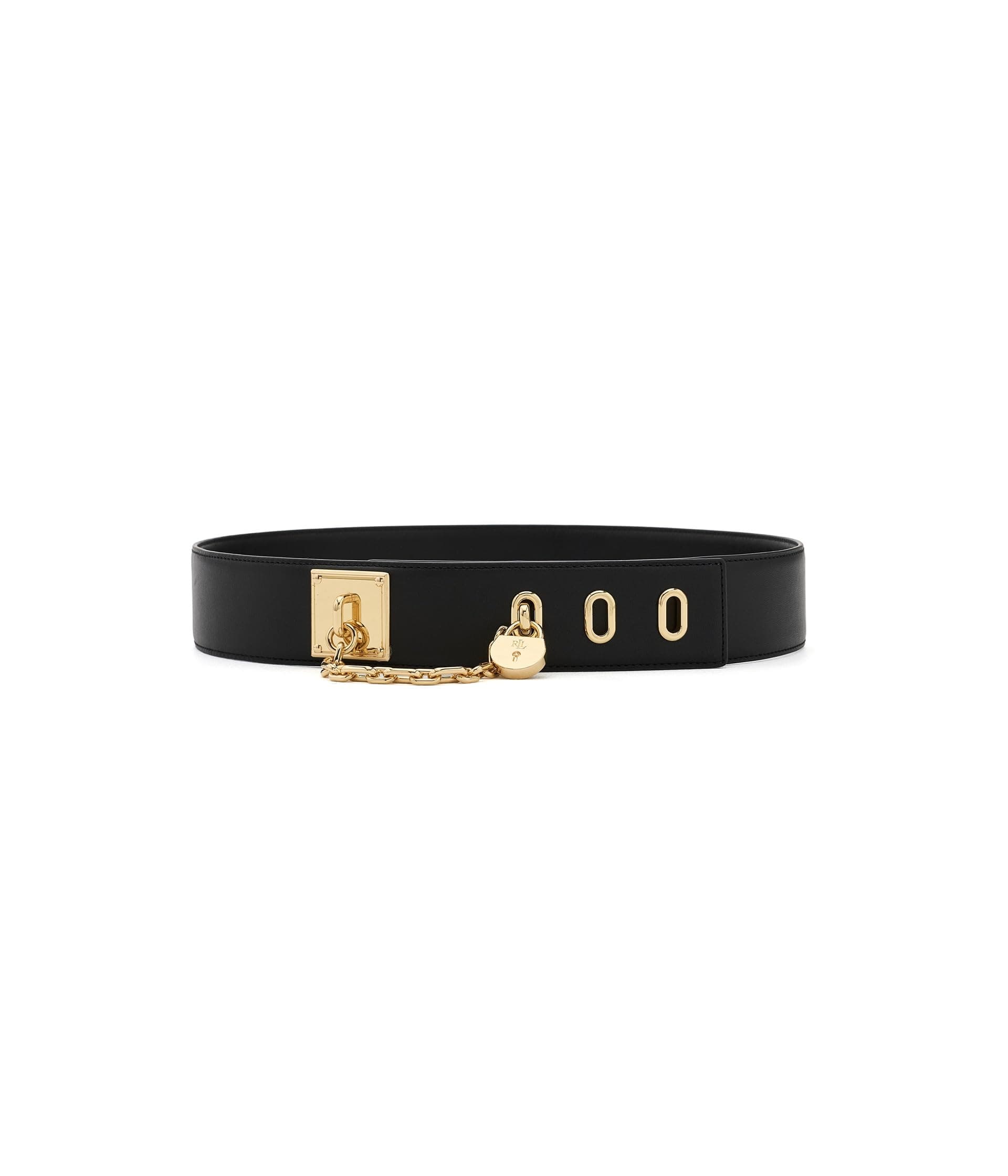 Lauren Ralph Lauren Leather Chain Padlock Wide Belt — vista principal