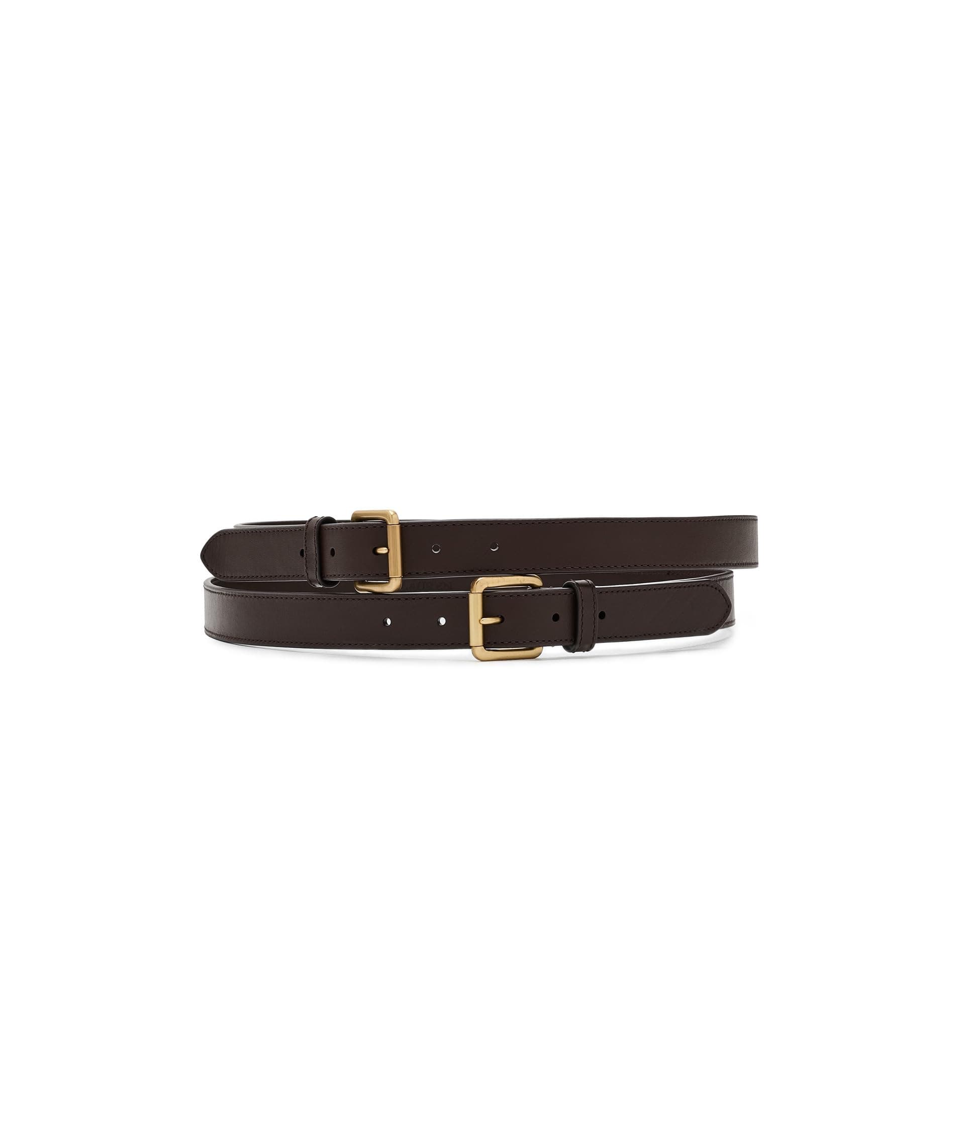 Lauren Ralph Lauren Leather Double-Buckle Stacked Wide Belt — vista principal