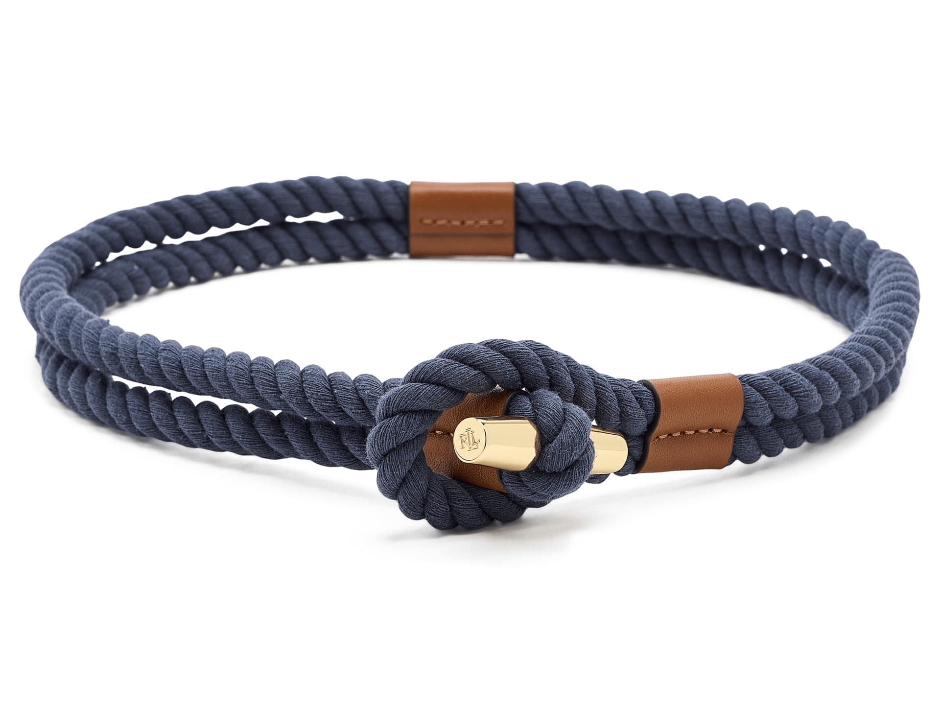 Lauren Ralph Lauren Leather-Trim Rope Toggle Skinny Belt — vista principal