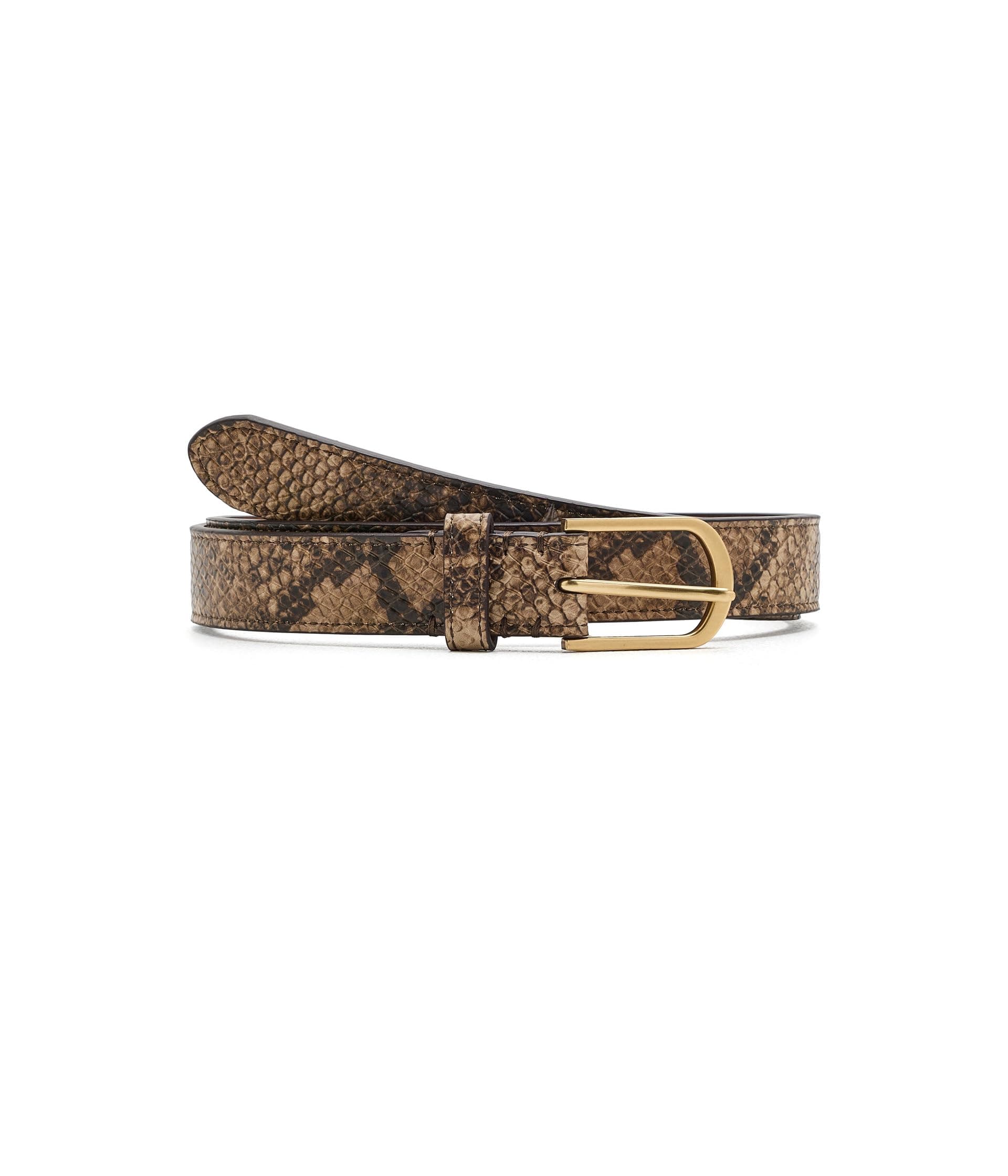 Lauren Ralph Lauren Rounded-Buckle Embossed Skinny Belt — vista principal