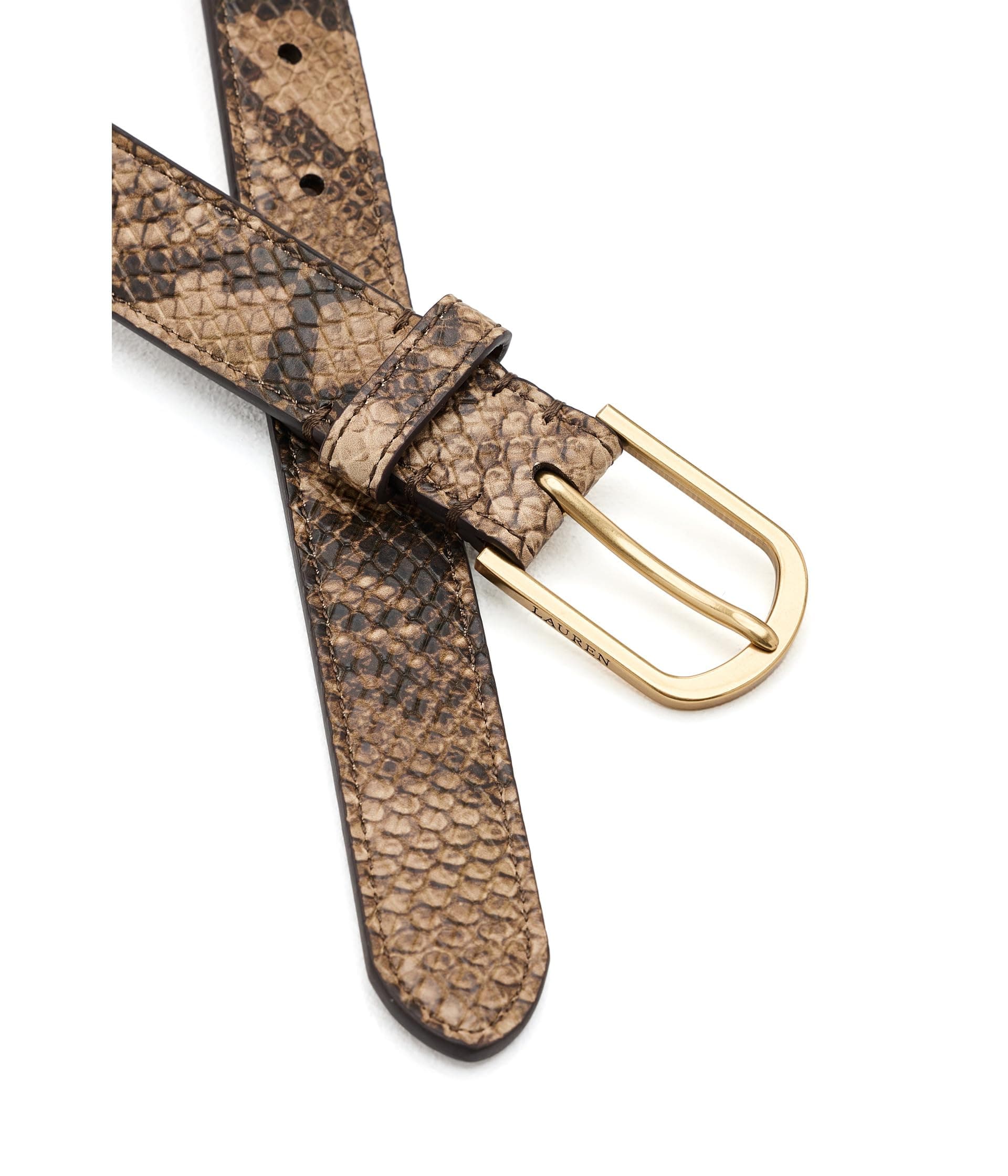 Lauren Ralph Lauren Rounded-Buckle Embossed Skinny Belt — vista 2