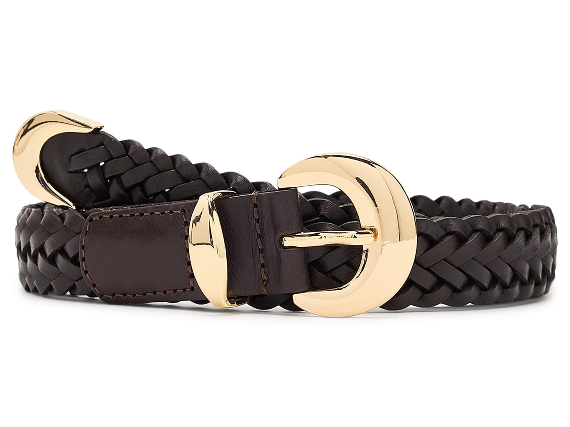 Madewell Domed-Buckle Wide Belt in Woven Leather — vista principal