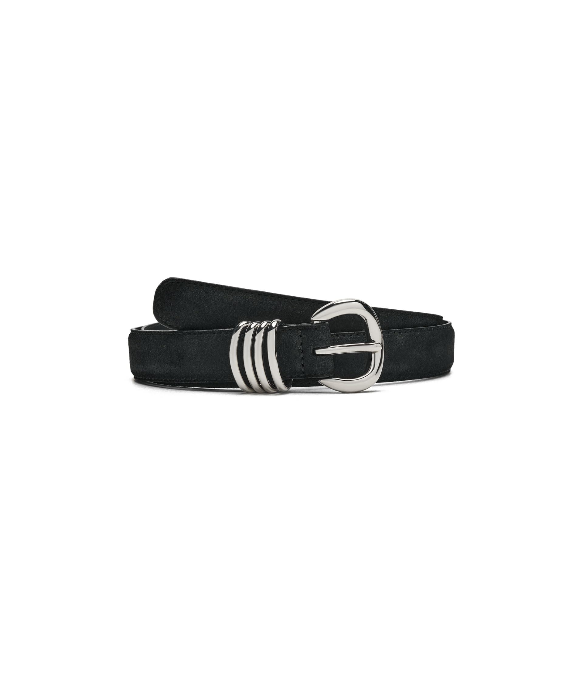 Madewell Metal Keeper Belt in Suede — cor Preto