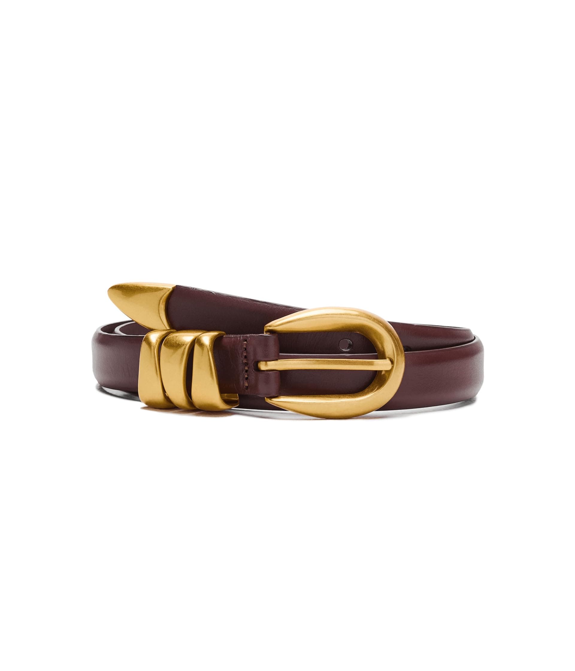Madewell Triple Metal Keeper Belt in Leather — cor Marrom