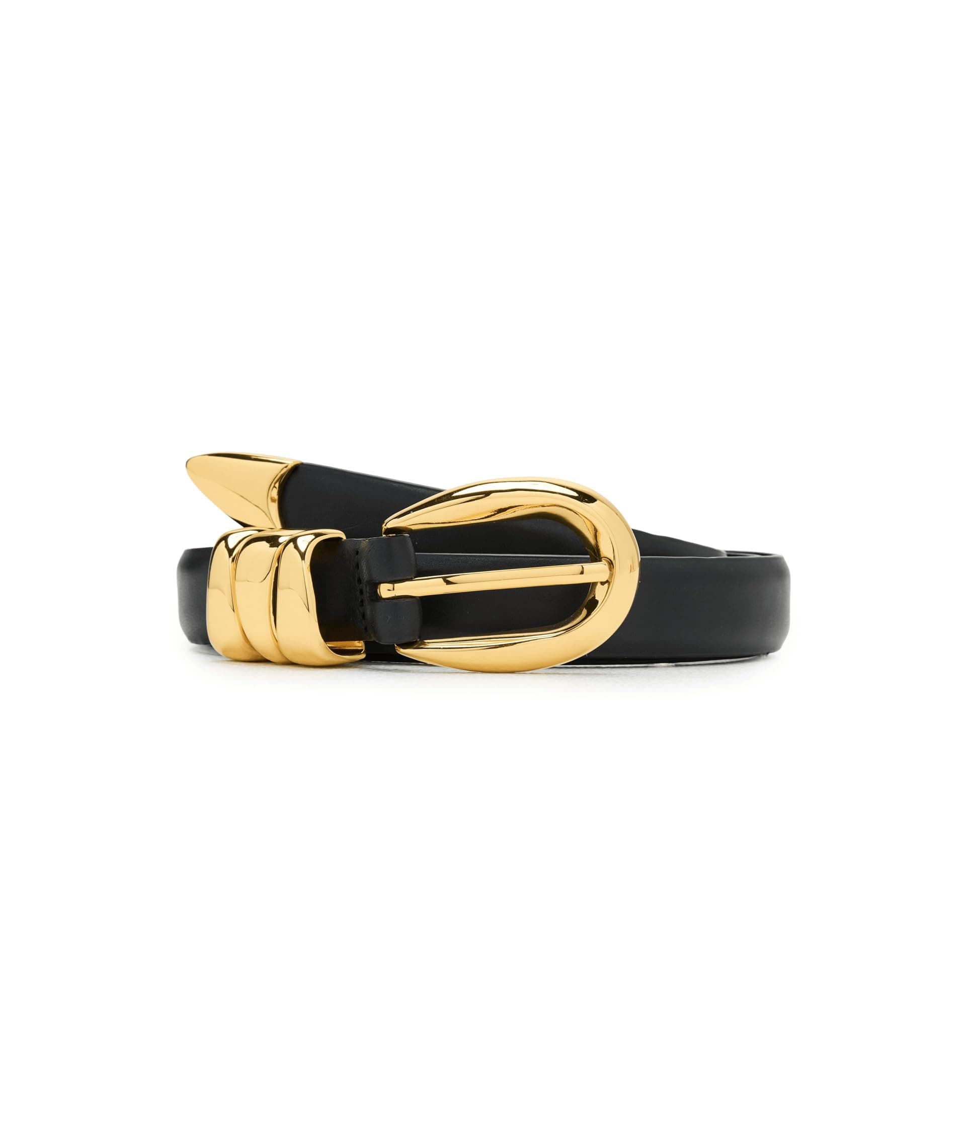Madewell Triple Metal Keeper Belt in Leather — cor Preto