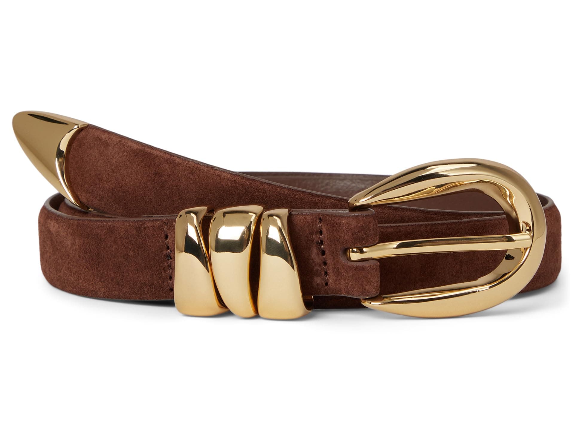 Madewell Triple Metal Keeper Belt in Suede — cor Marrom