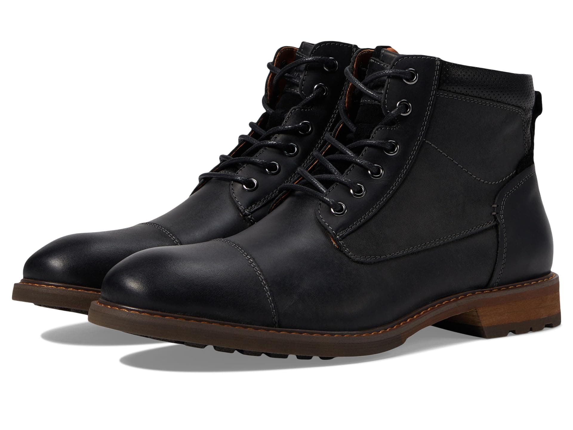 Florsheim Lodge Cap Toe Lace-Up Boots — cor Preto