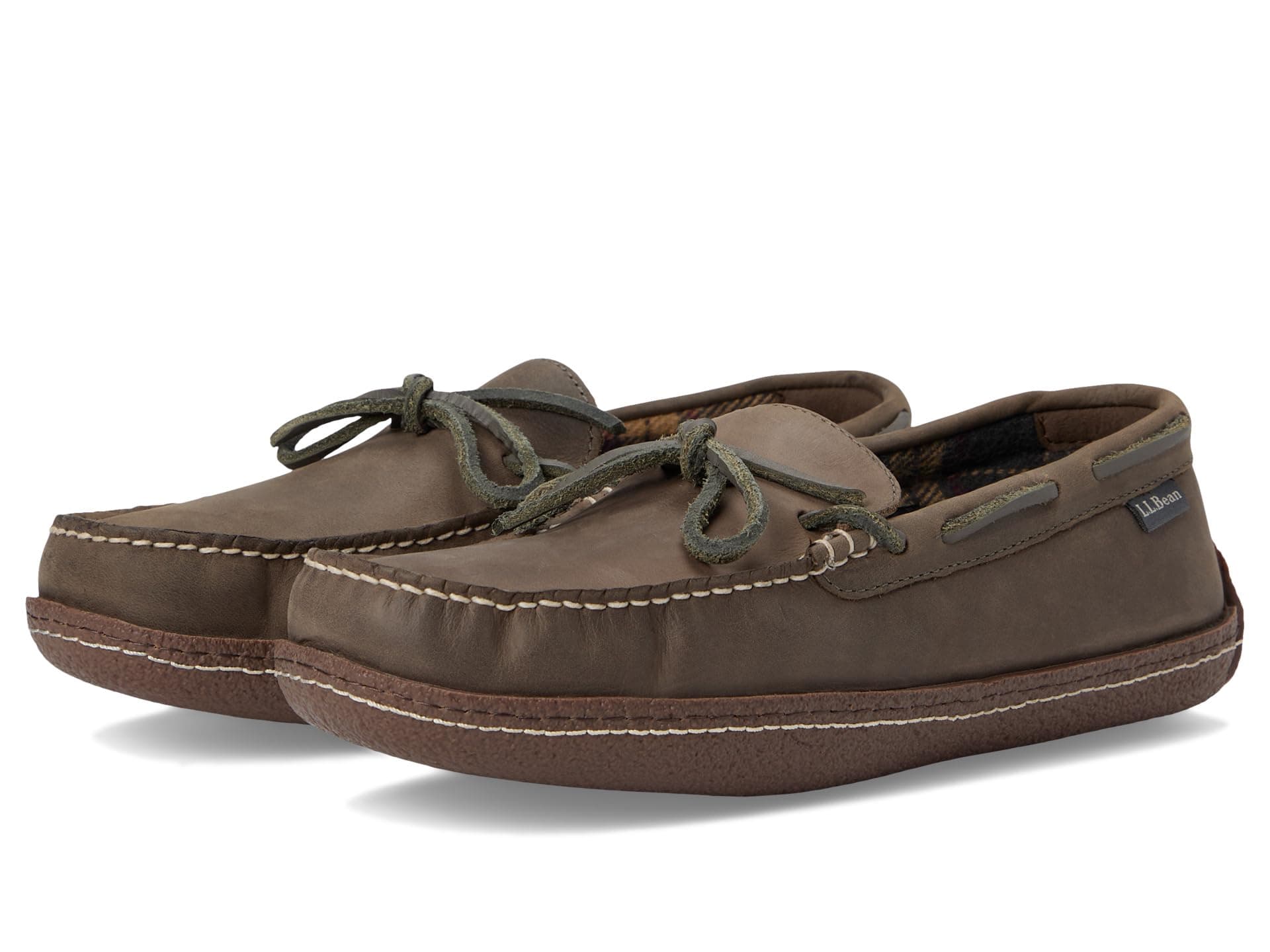 L.L.Bean Hand Sewn Slippers Flannel-Lined — cor Grafite