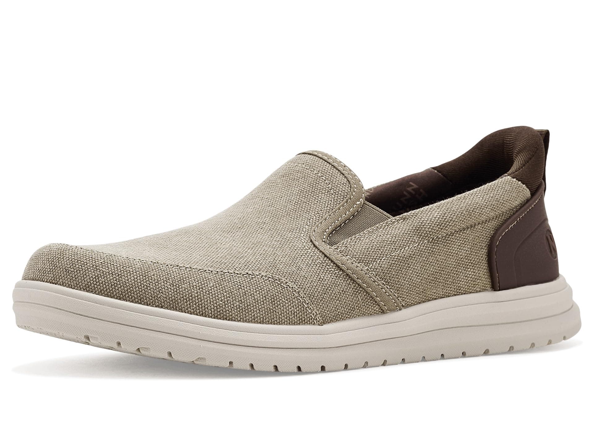 Nunn Bush Brew City Easy On and Off Moccasin Toe Hands Free Organic Canvas Slip-On Loafers — cor Bege