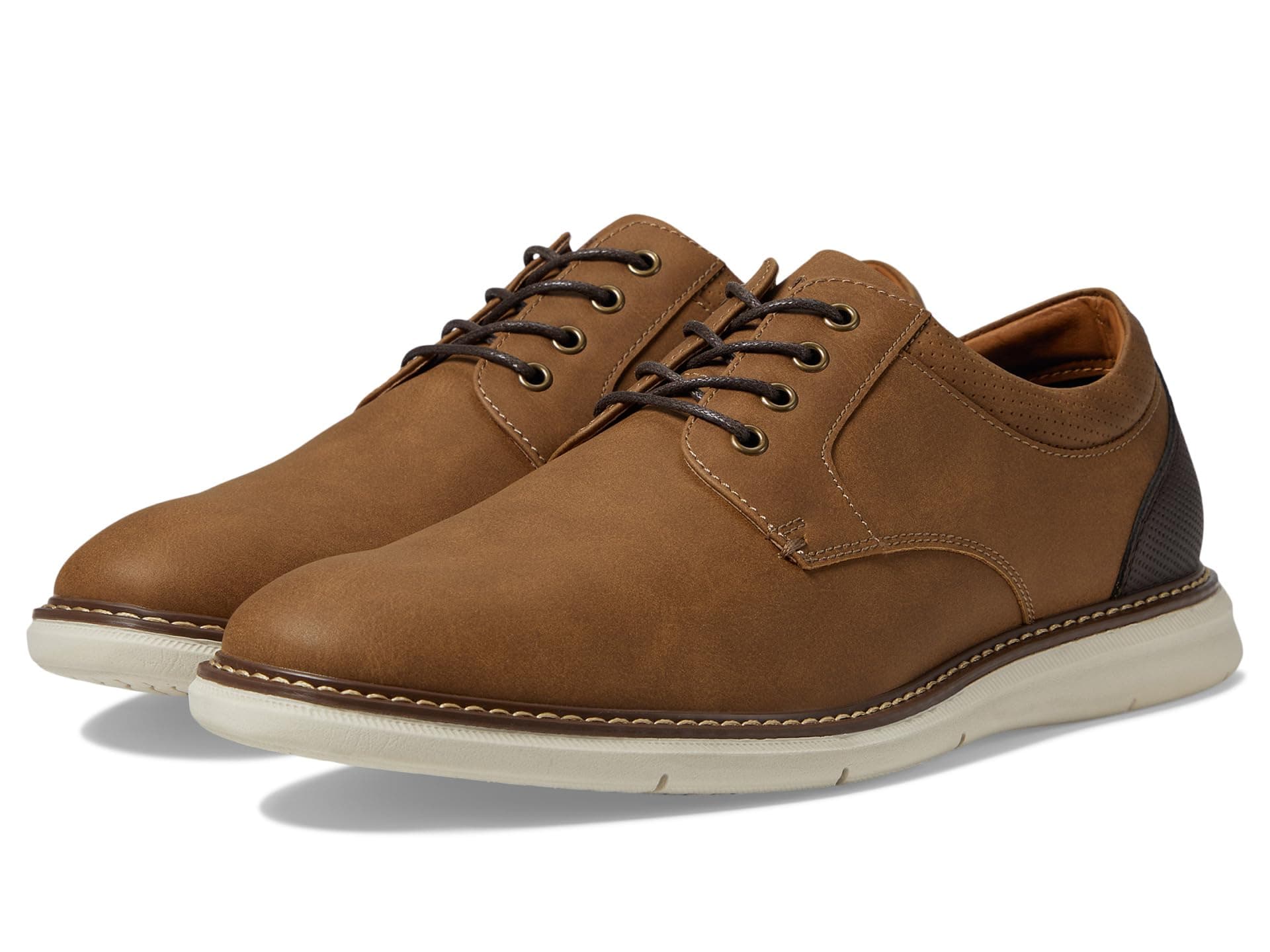 Nunn Bush Chase 2.0 Casual Plain Toe Oxford Contemporary Lace-Up — cor Caramelo