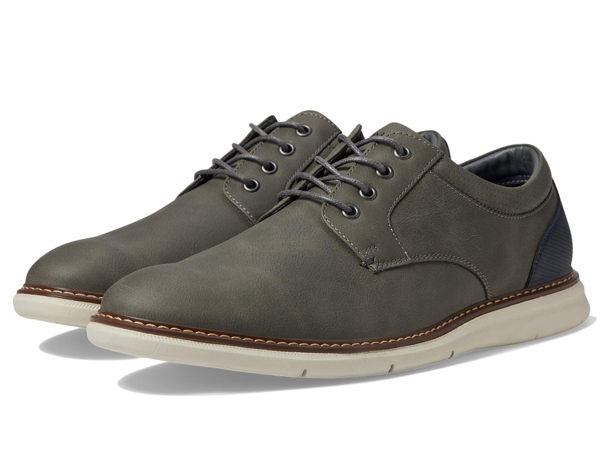 Nunn Bush Chase 2.0 Casual Plain Toe Oxford Contemporary Lace-Up — cor Cinza