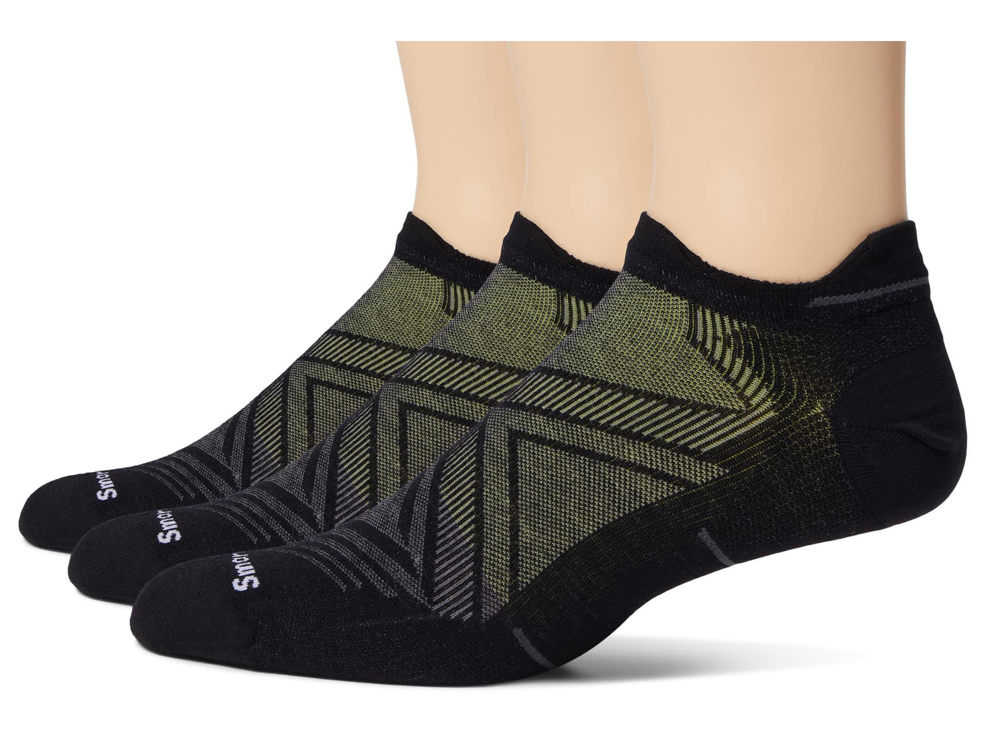 Smartwool Run Zero Cushion Low Ankle Socks 3-Pack — cor Preto