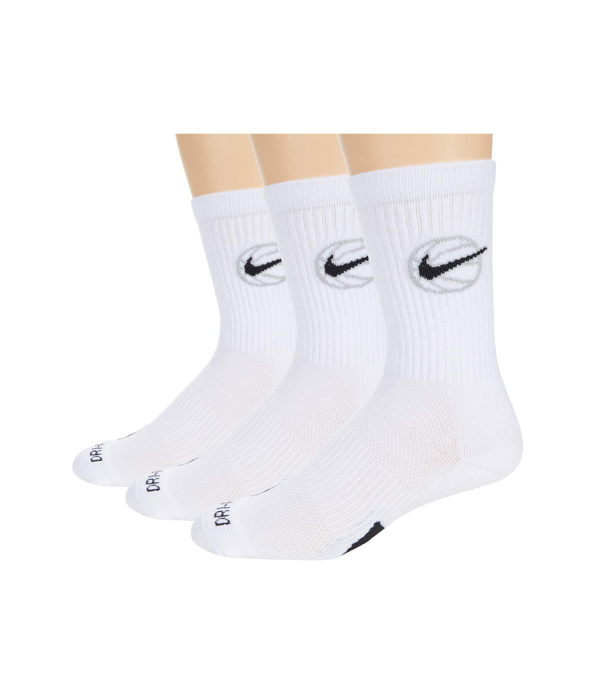Nike Crew Everyday Bball 3-Pair Pack (Big Kid/Adult) — cor Branco