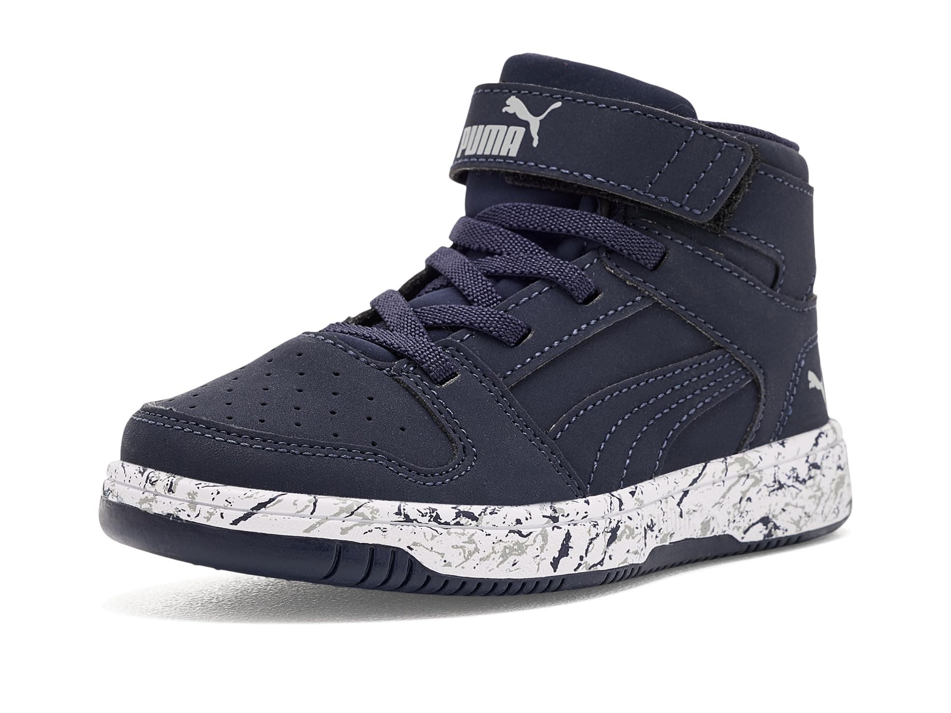 PUMA Kids Rebound Layup Mid Hook-and-Loop Shoes (Little Kid/Big Kid) — cor Azul