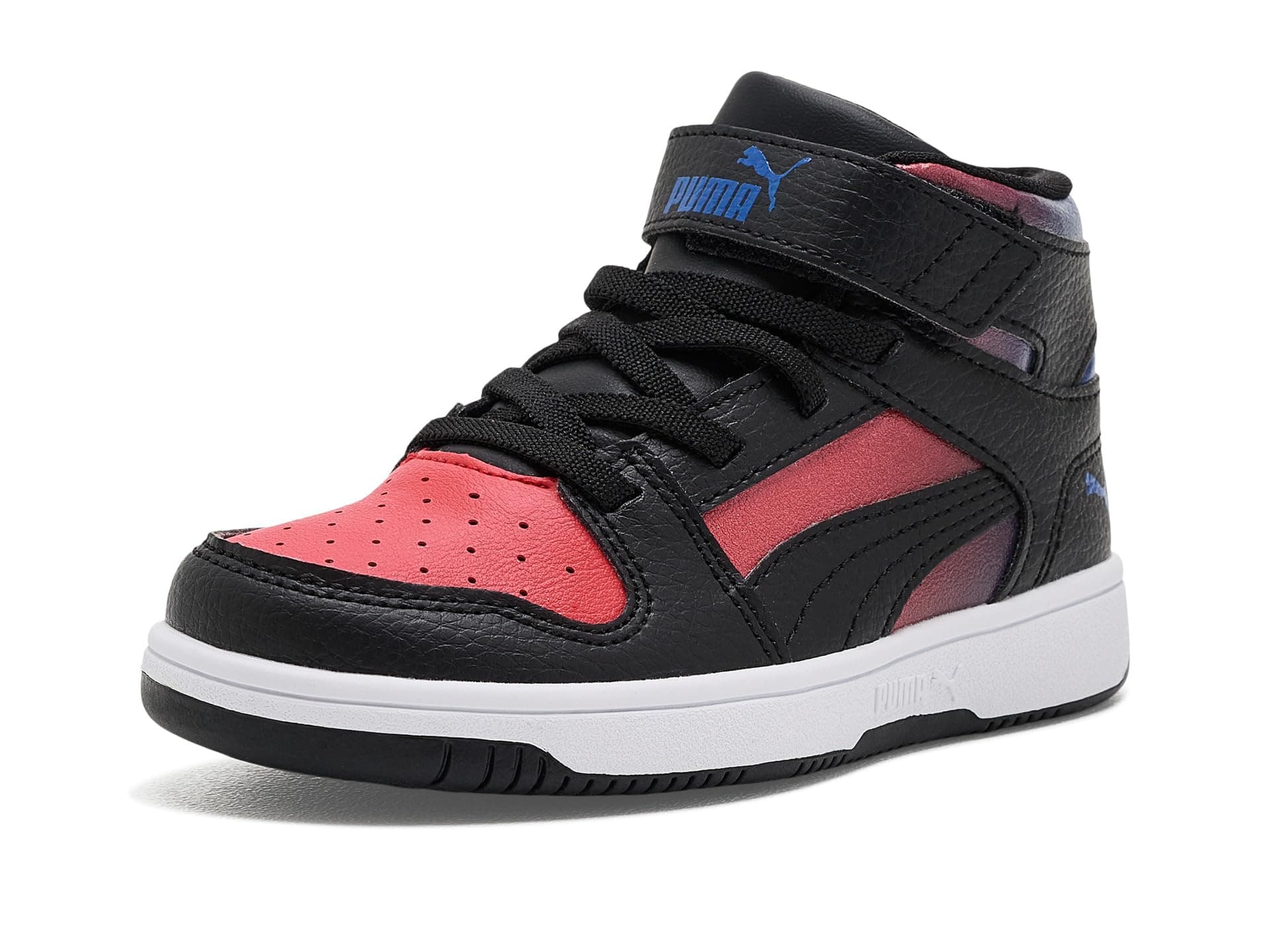PUMA Kids Rebound Layup Mid Hook-and-Loop Shoes (Little Kid/Big Kid) — cor Preto