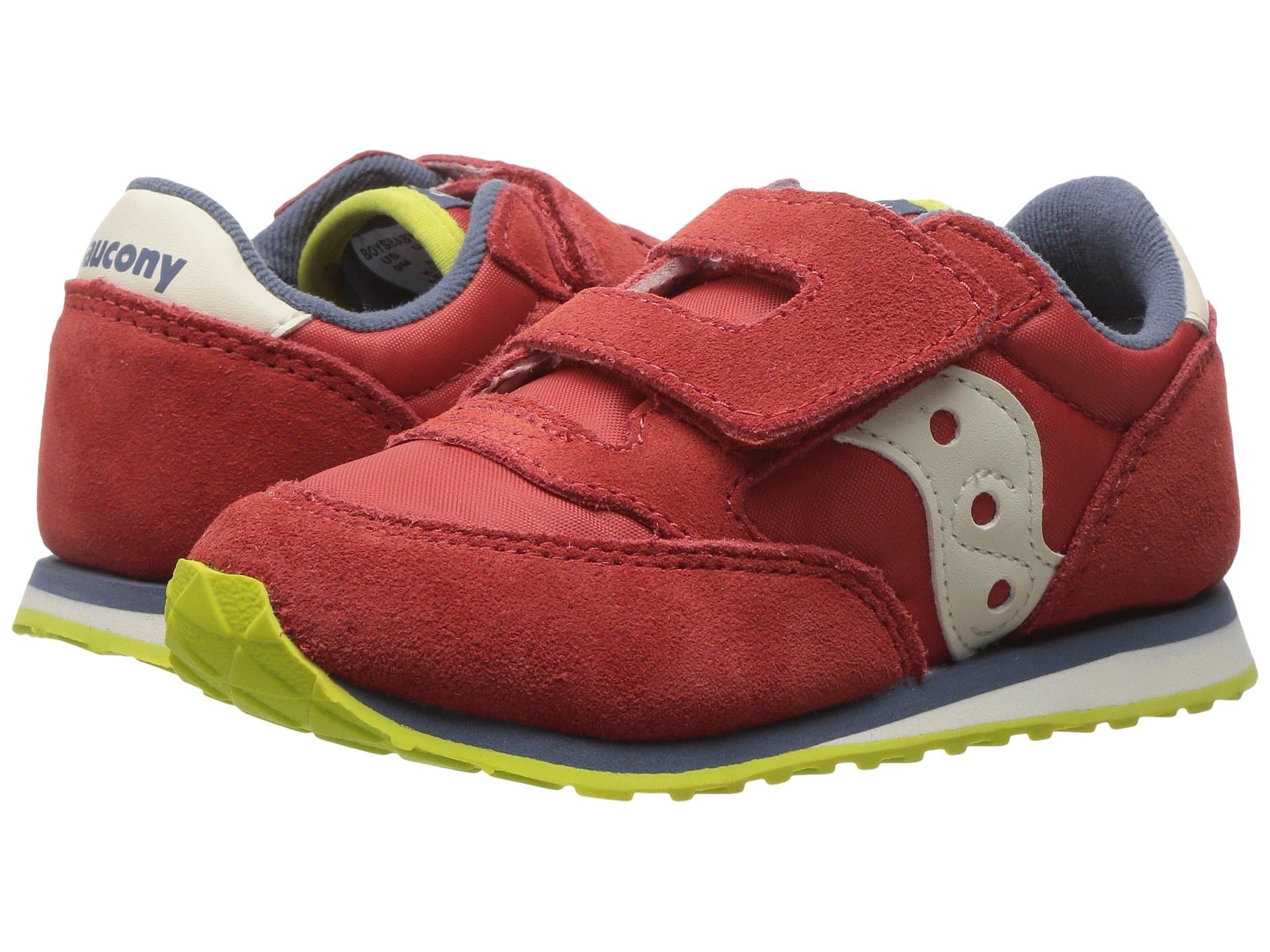 Saucony Kids Jazz Hook & Loop Sneaker (Toddler/Little Kid) — cor Vermelho