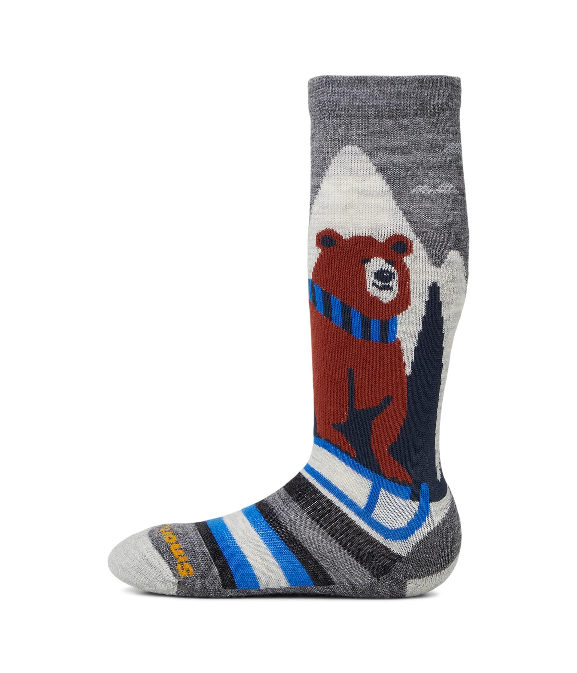 Smartwool Kids Kids' Ski Light Cushion Sleigh Bear Over The Calf Socks (Toddler/Little Kid/Big Kid) — cor Cinza