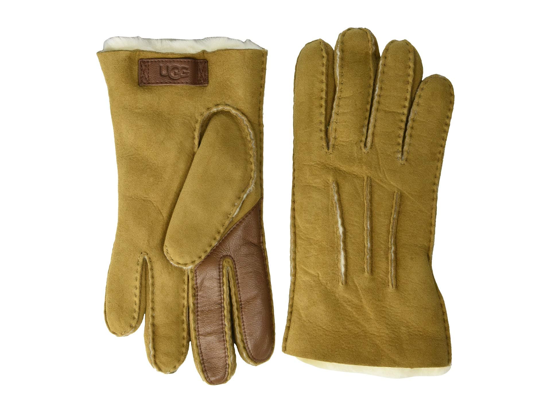 UGG Contrast Water Resistant Sheepskin Tech Gloves — cor Marrom