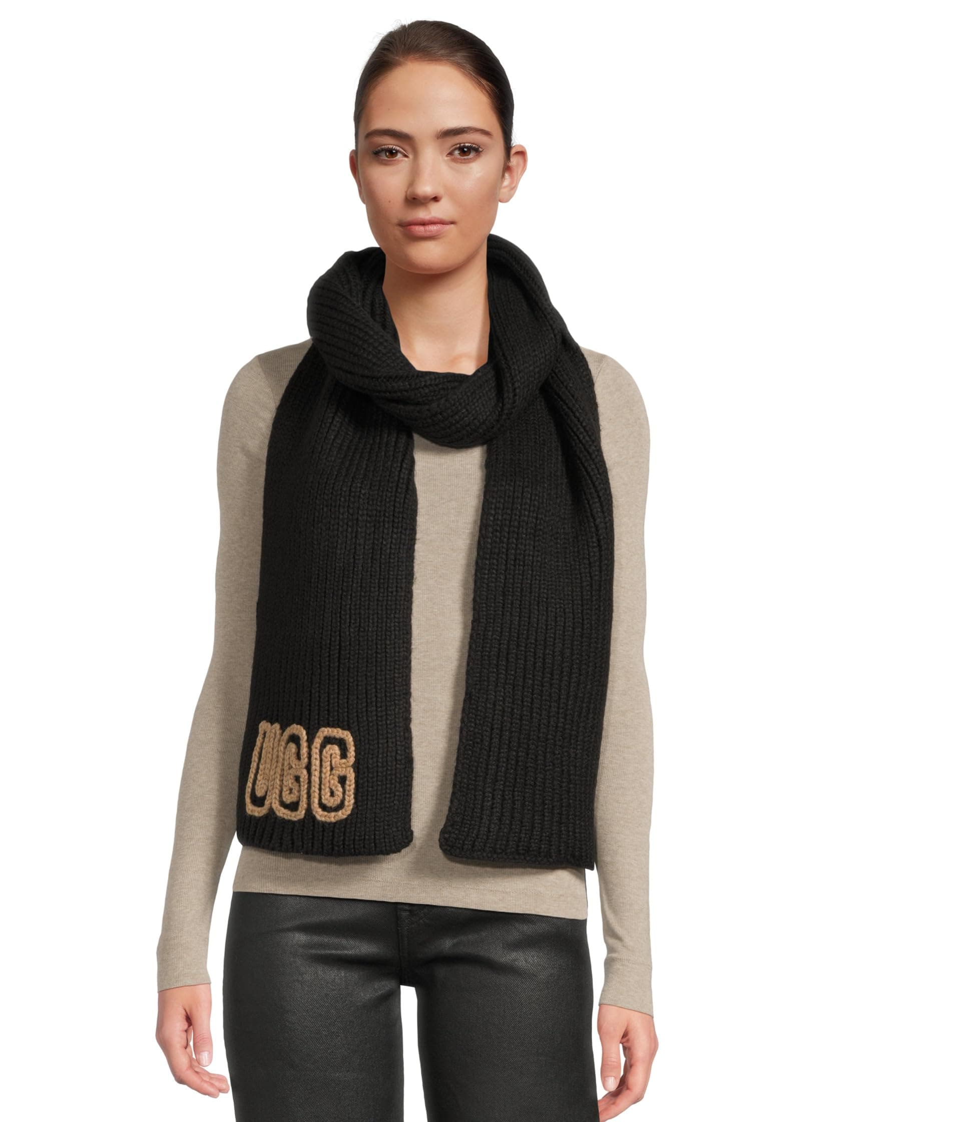 UGG Crafted Chunky Rib Scarf — cor Preto