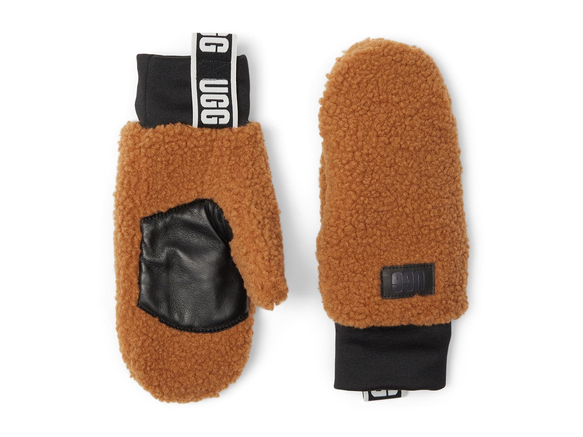 UGG Uggfluff Mitten With Logo Tape — cor Marrom