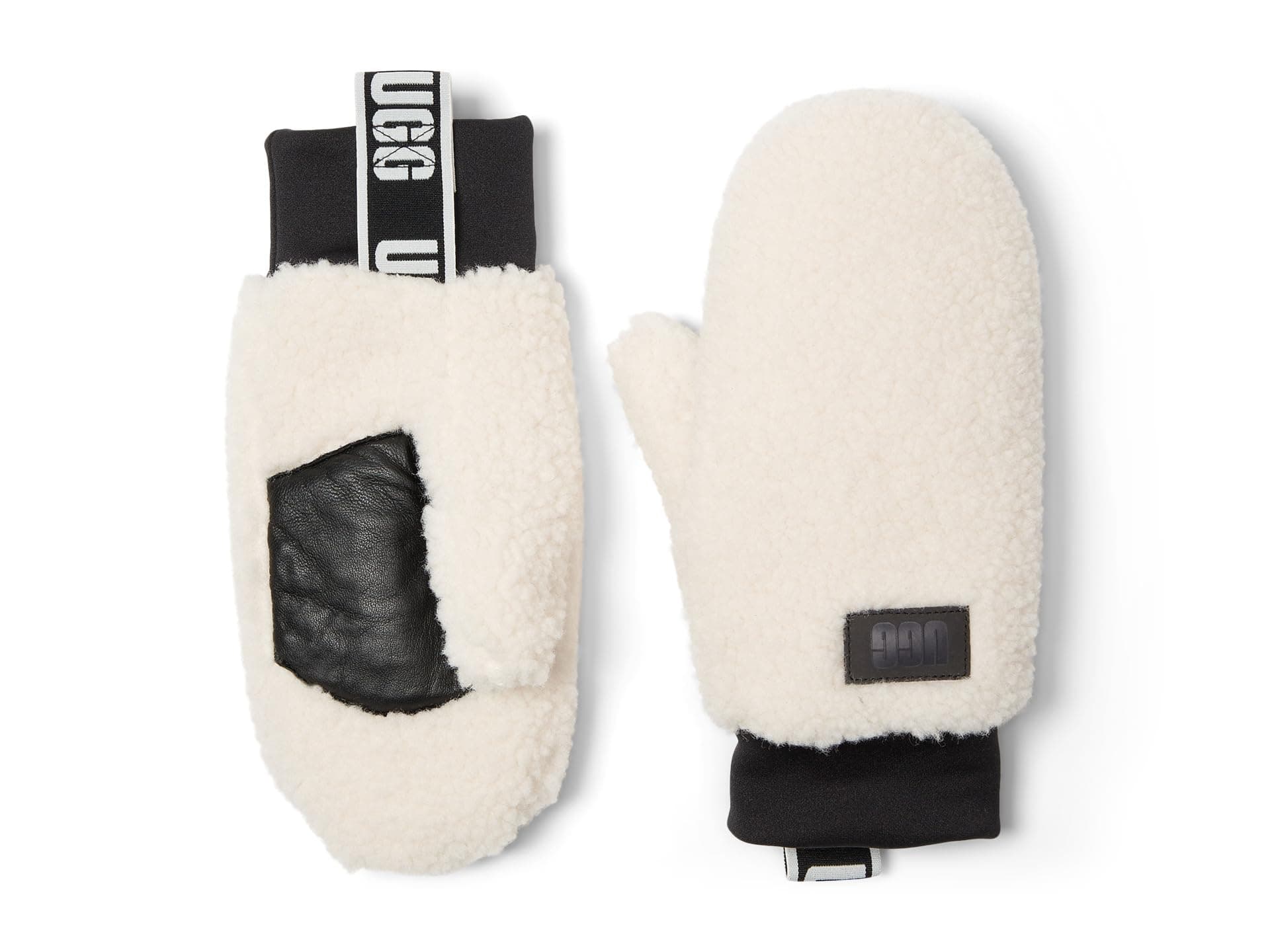 UGG Uggfluff Mitten With Logo Tape — cor Off-white
