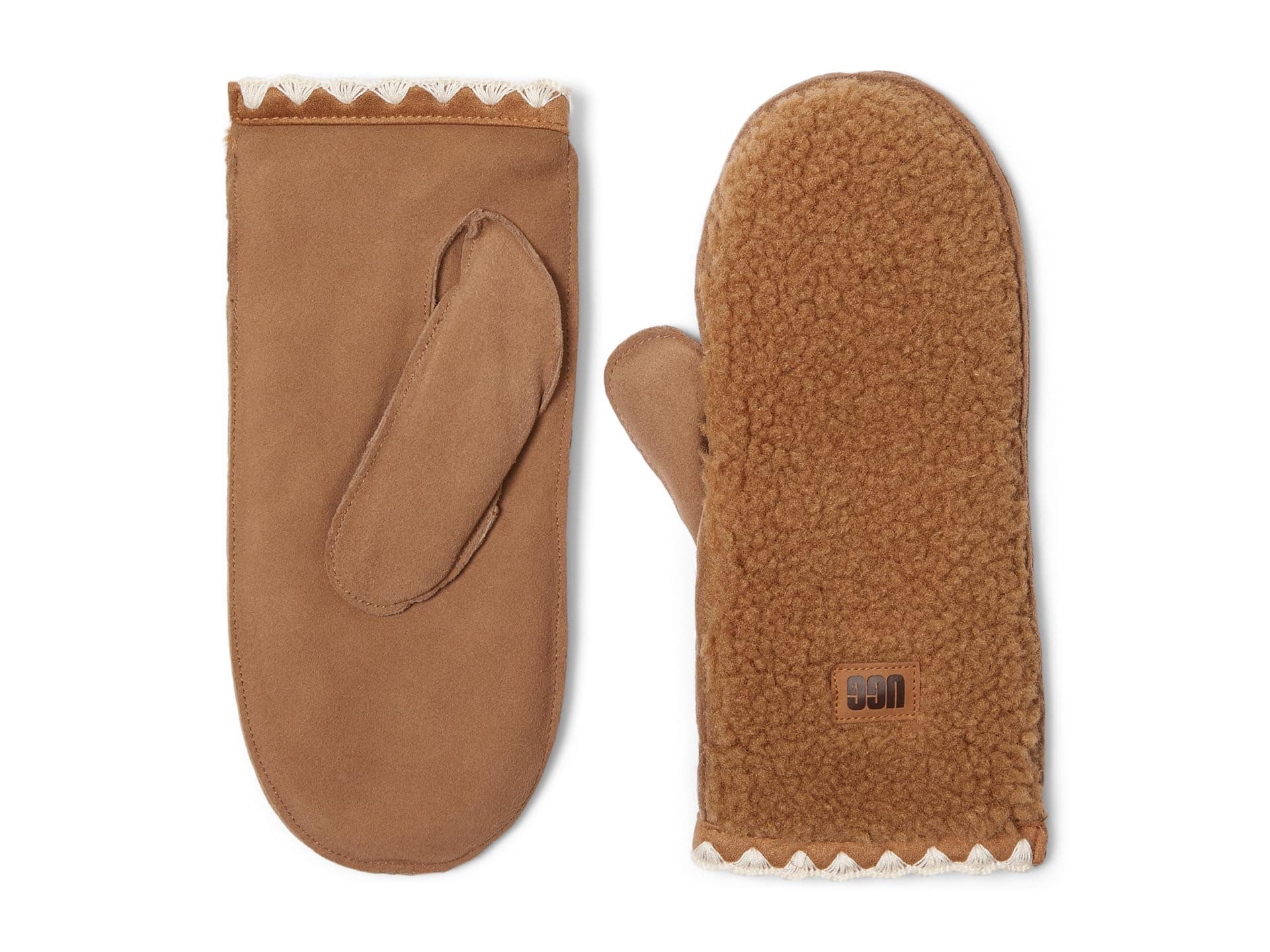 UGG Uggfluff Scalloped Mitten — cor Marrom