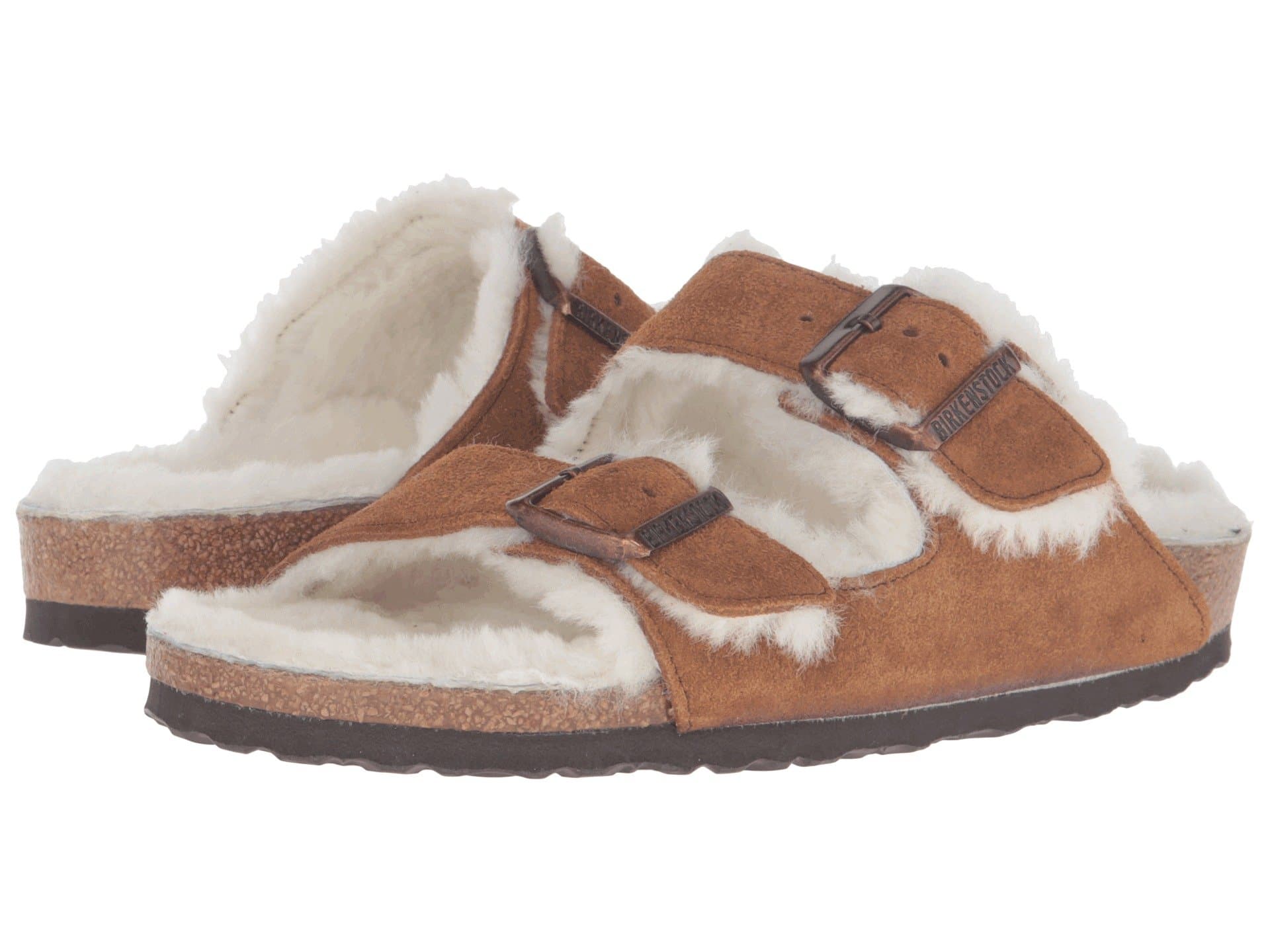 Birkenstock Arizona Shearling - Suede (Unisex) — cor Marrom