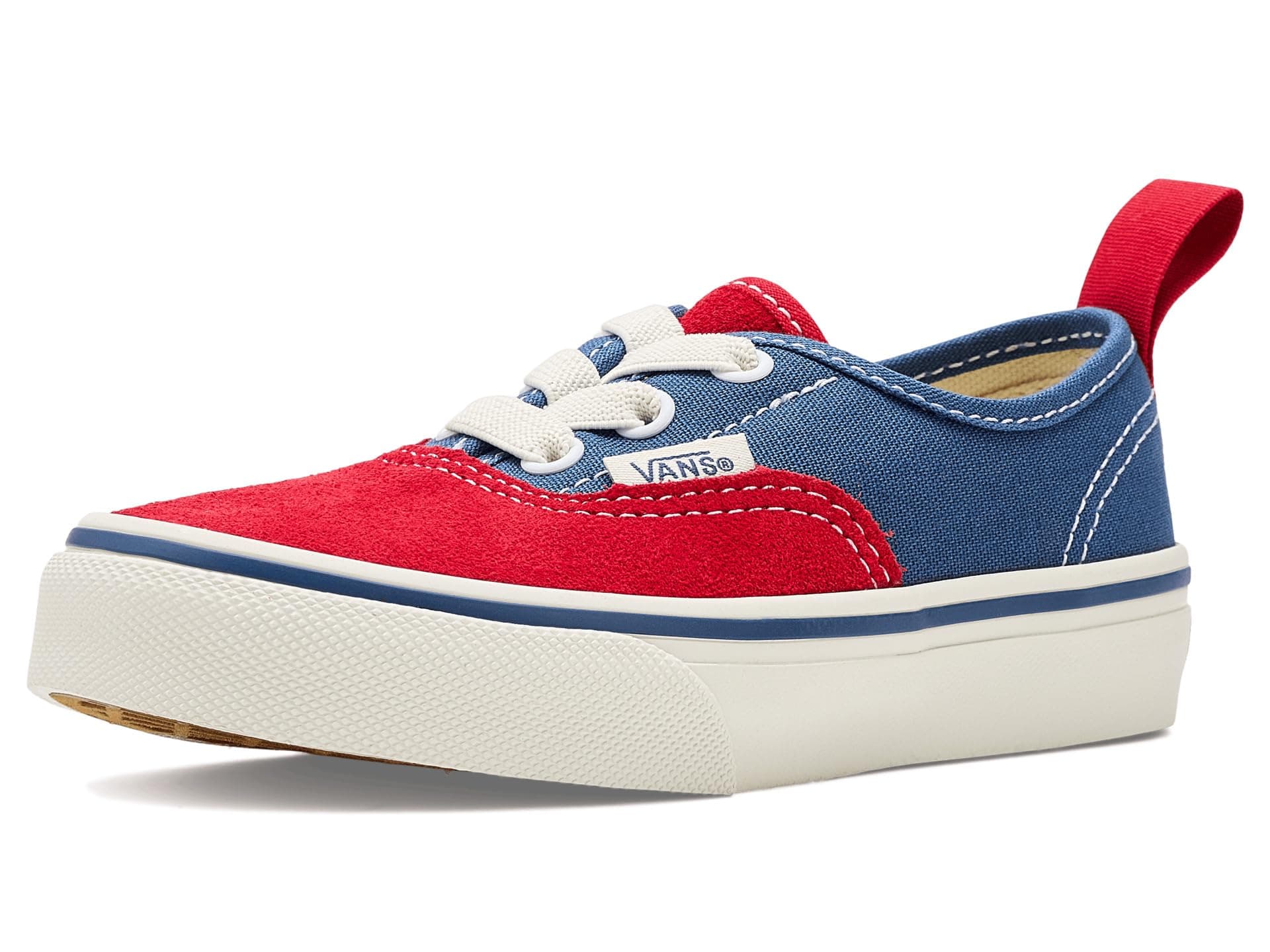 Vans Kids Authentic Elastic Lace (Little Kid) — cor Vermelho