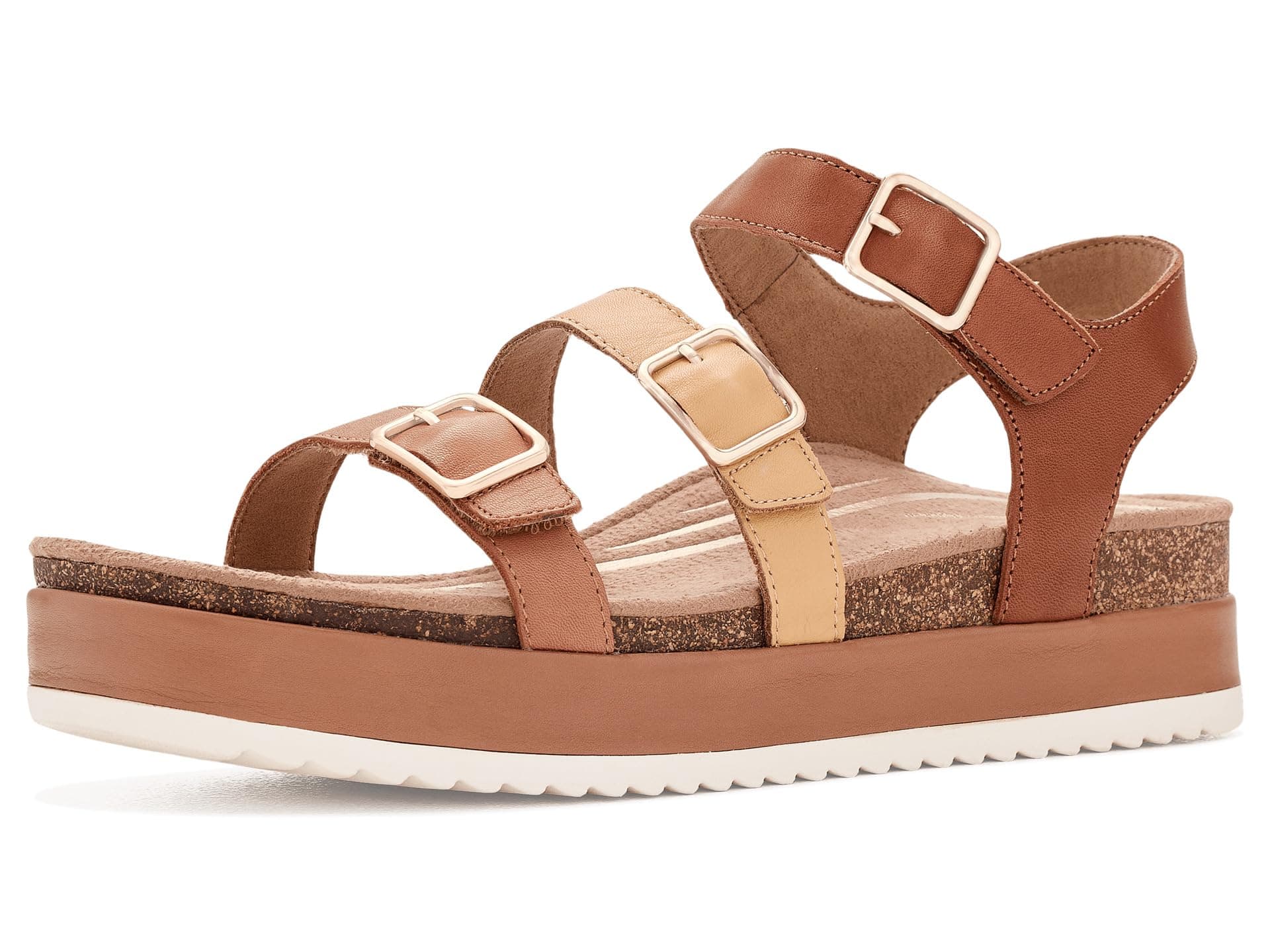 Aetrex Aria Adjustable Platform Sandals — cor Bege
