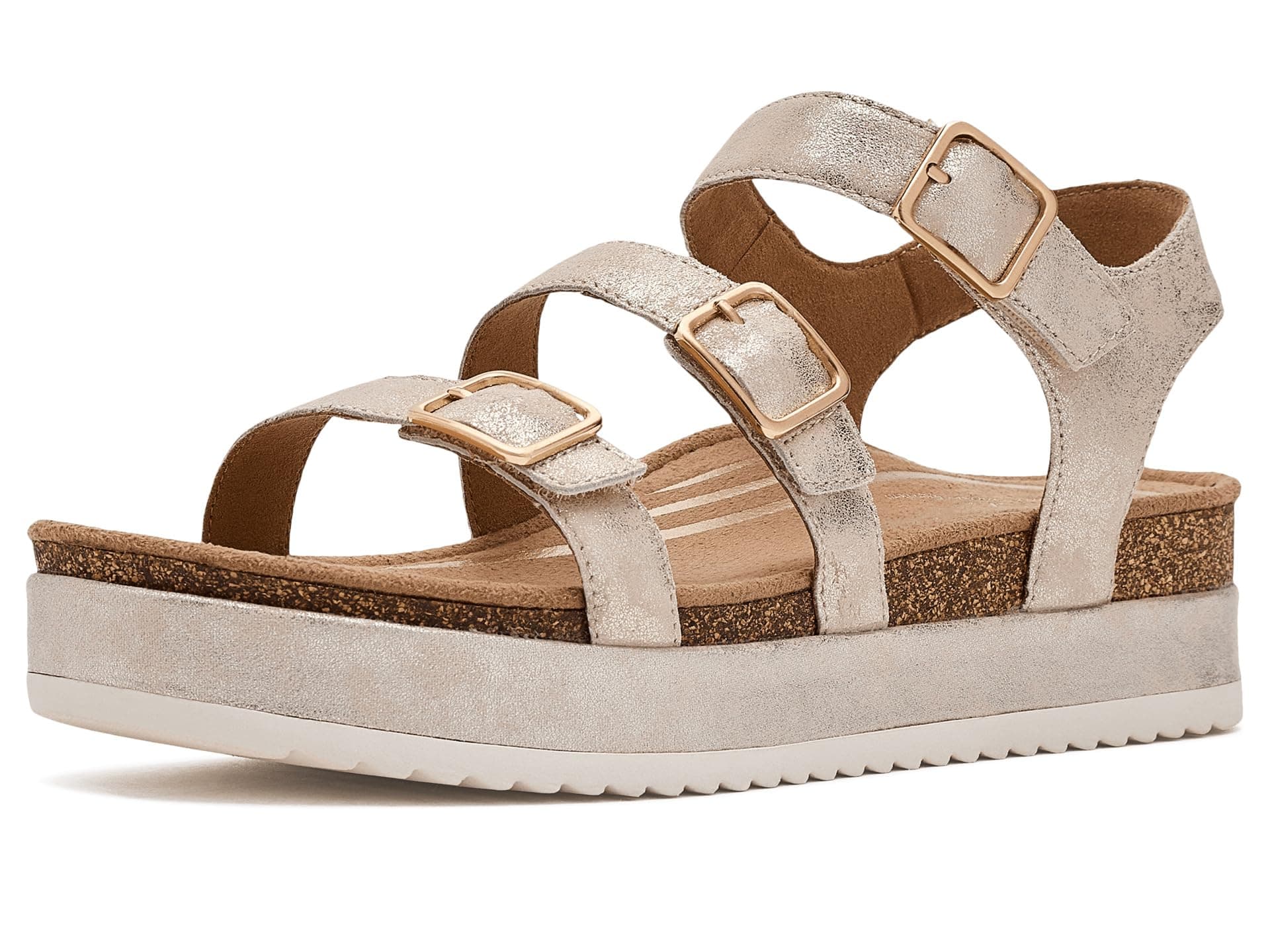 Aetrex Aria Adjustable Platform Sandals — cor Nude