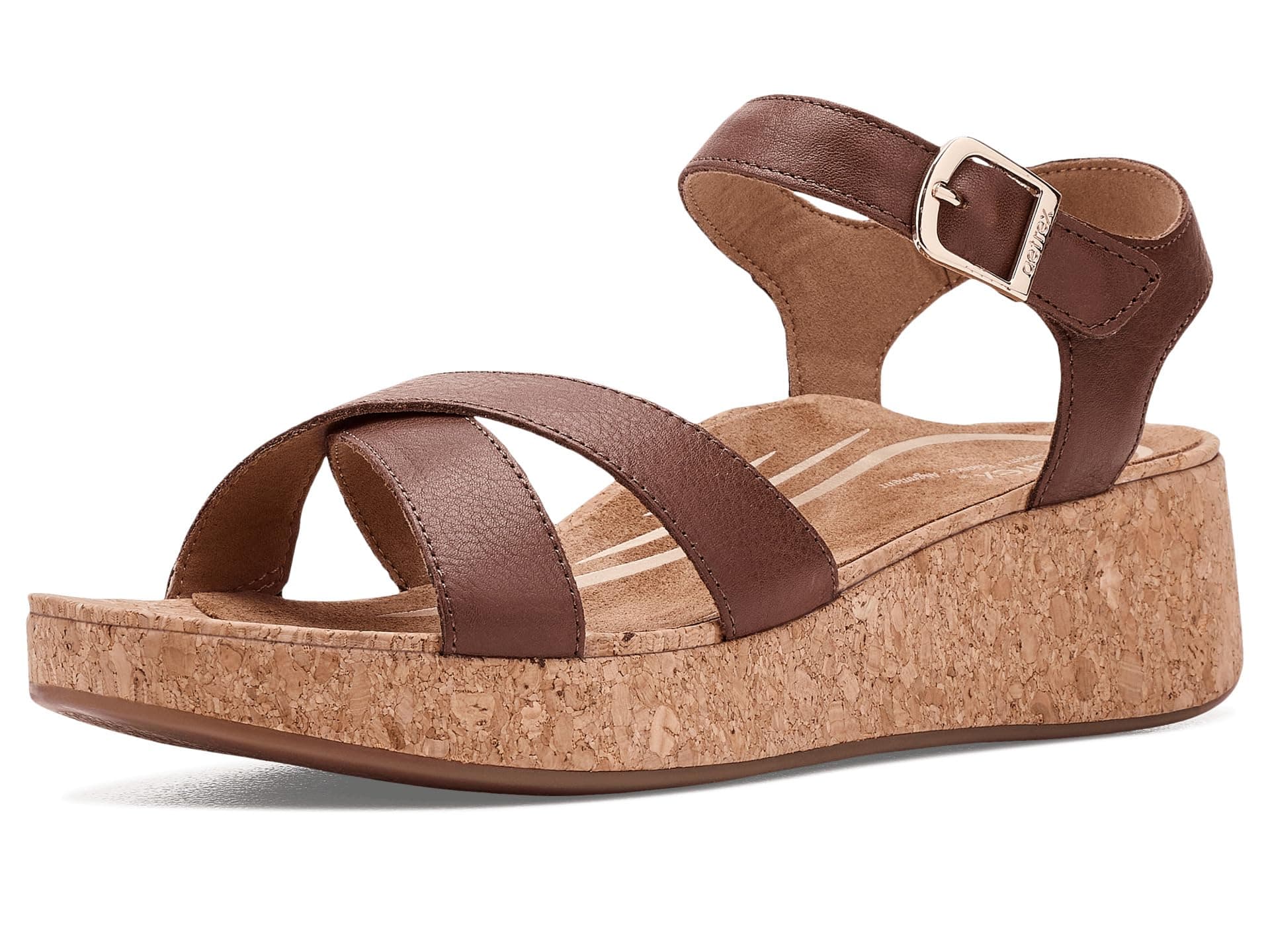 Aetrex Flora Adjustable Platform Sandals — cor Marrom
