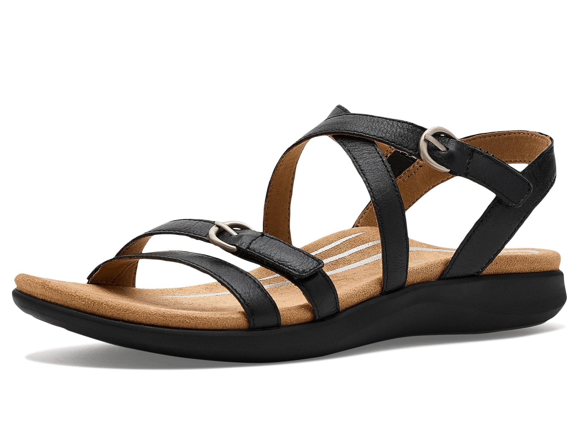 Aetrex Hadley Adjustable Quarter Strap Sandals — cor Preto