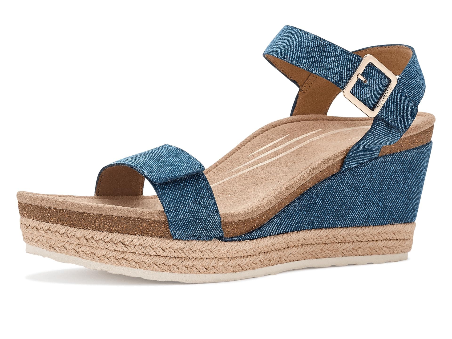 Aetrex Sydney Adjustable Wedge Sandals — cor Azul