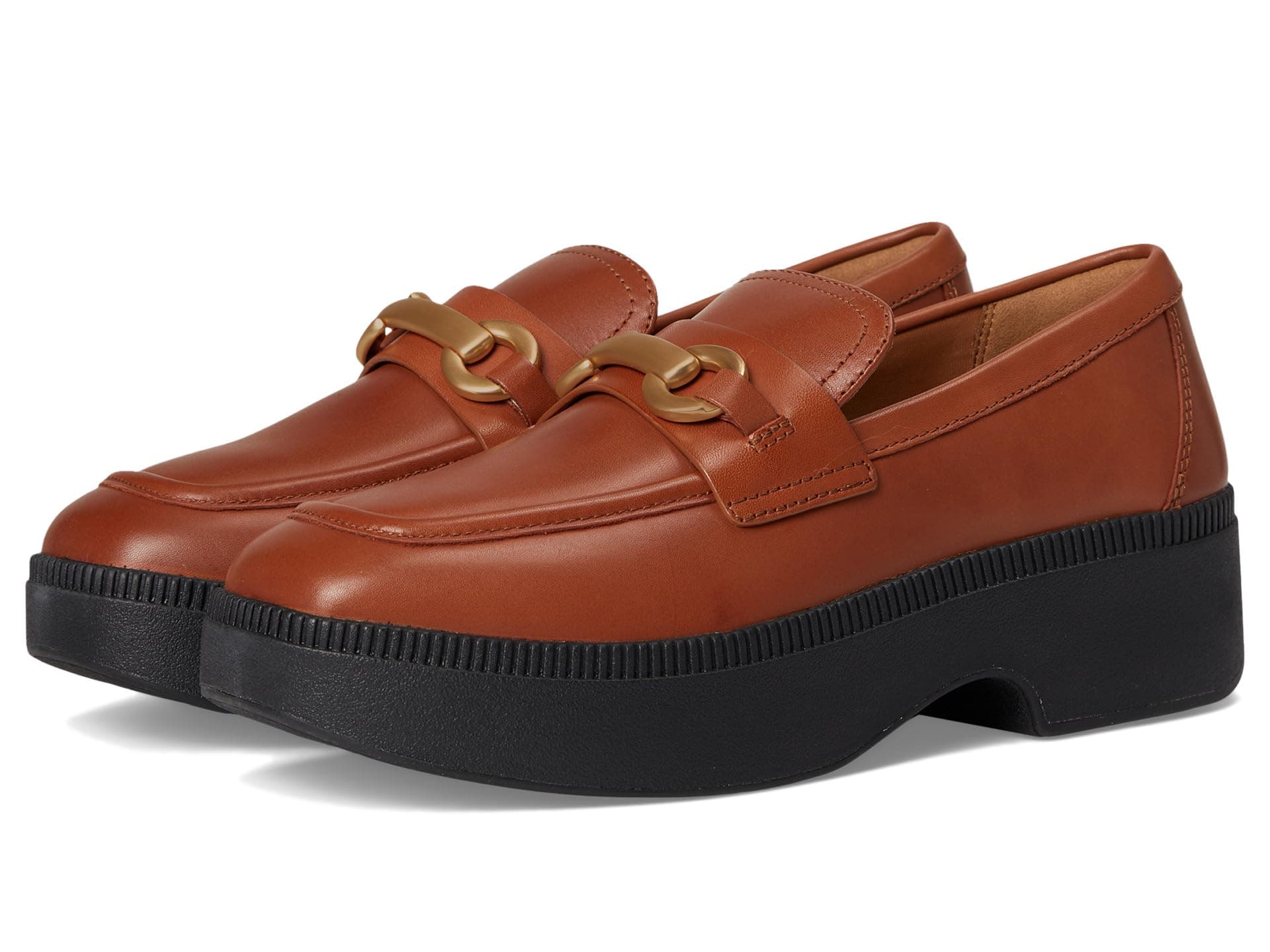 FitFlop F-Luma Chunky-Snaffle Leather Demi-Wedge Loafers — vista principal