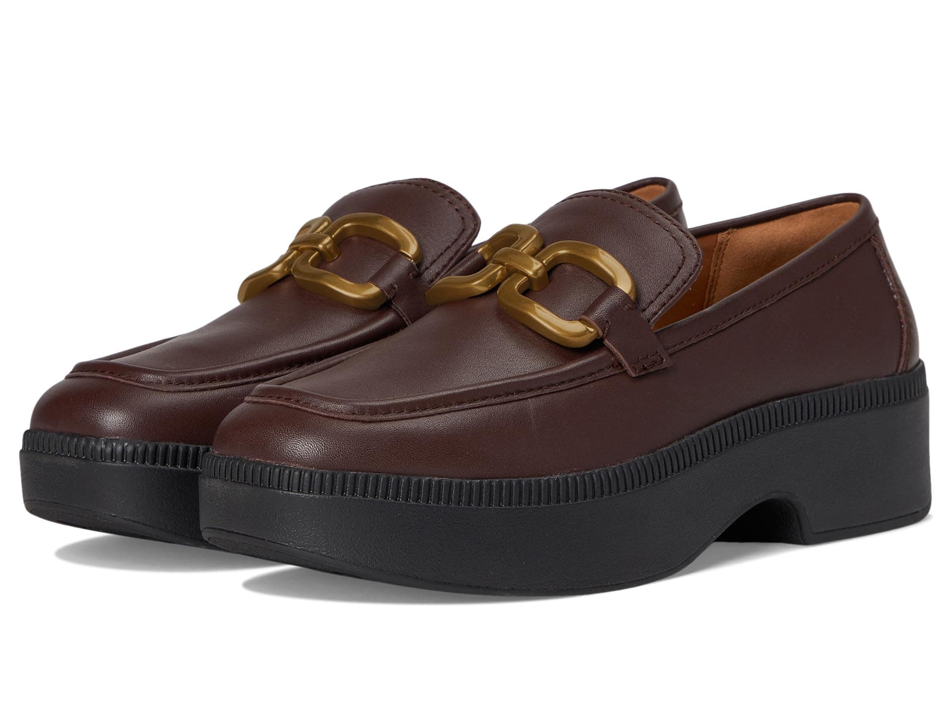 FitFlop F-Luma Square-Chain Leather Loafers — vista principal