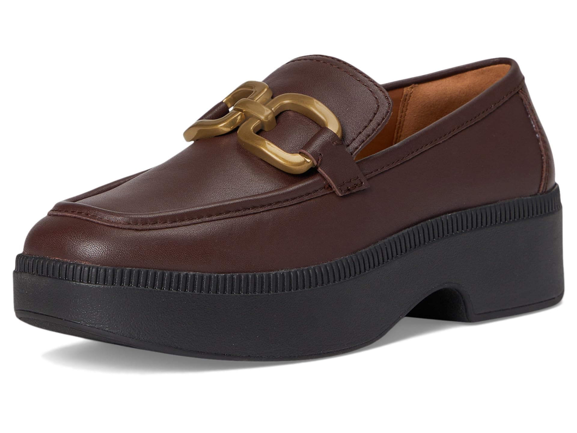 FitFlop F-Luma Square-Chain Leather Loafers — vista 2